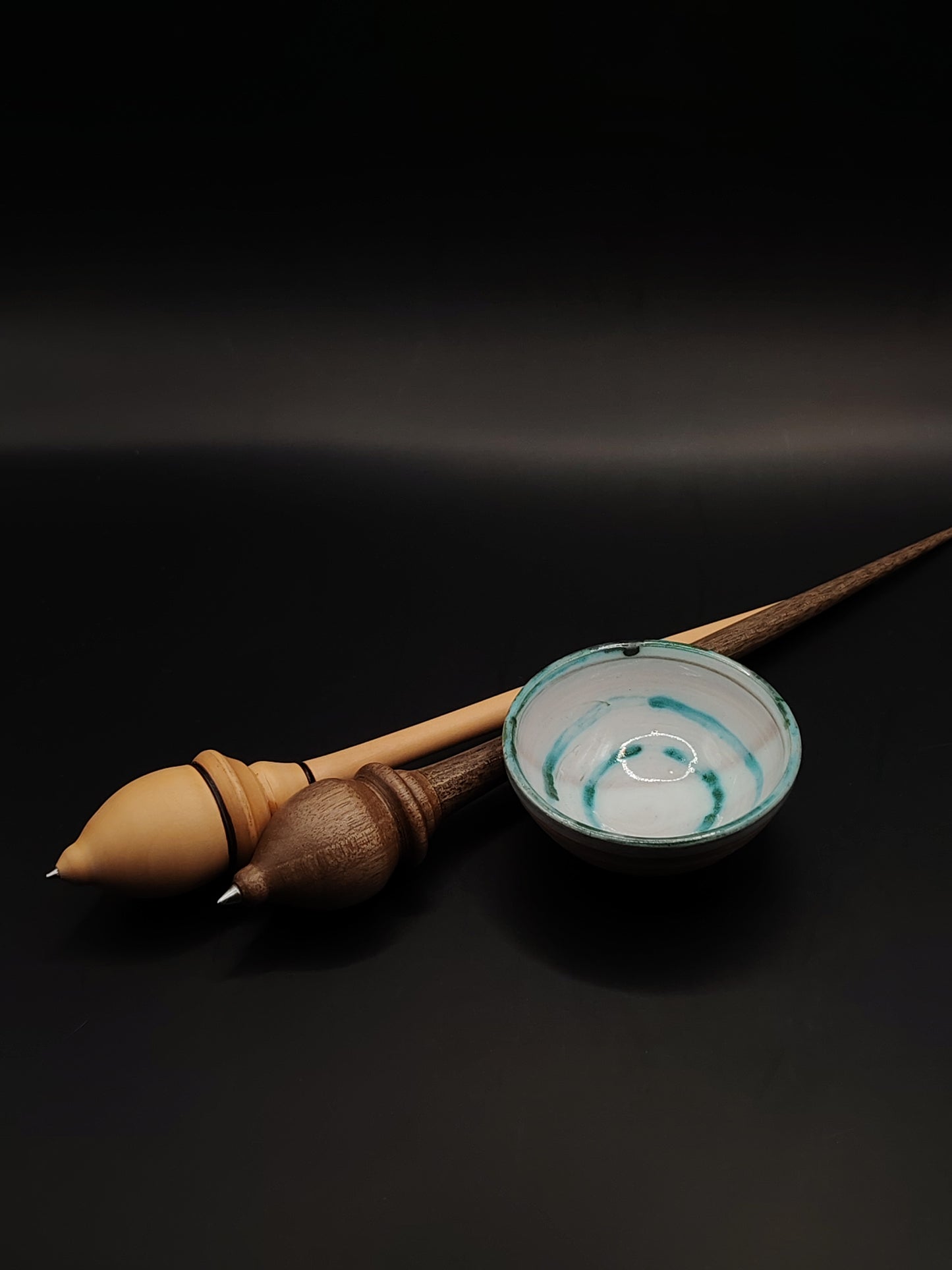 Metal Tip Support Spindle Set – Walnut & Pear | 23g, 24.5–25.5cm | With Complimentary Ceramic Support Bowl | Precision Spinning Tools | Kravelli