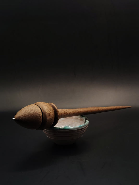 Support Spindle Set: Walnut with Metal Tip (24.5 cm / 9.65 in, 33 g / 1.16 oz) with Complimentary Ceramic Support Bowl