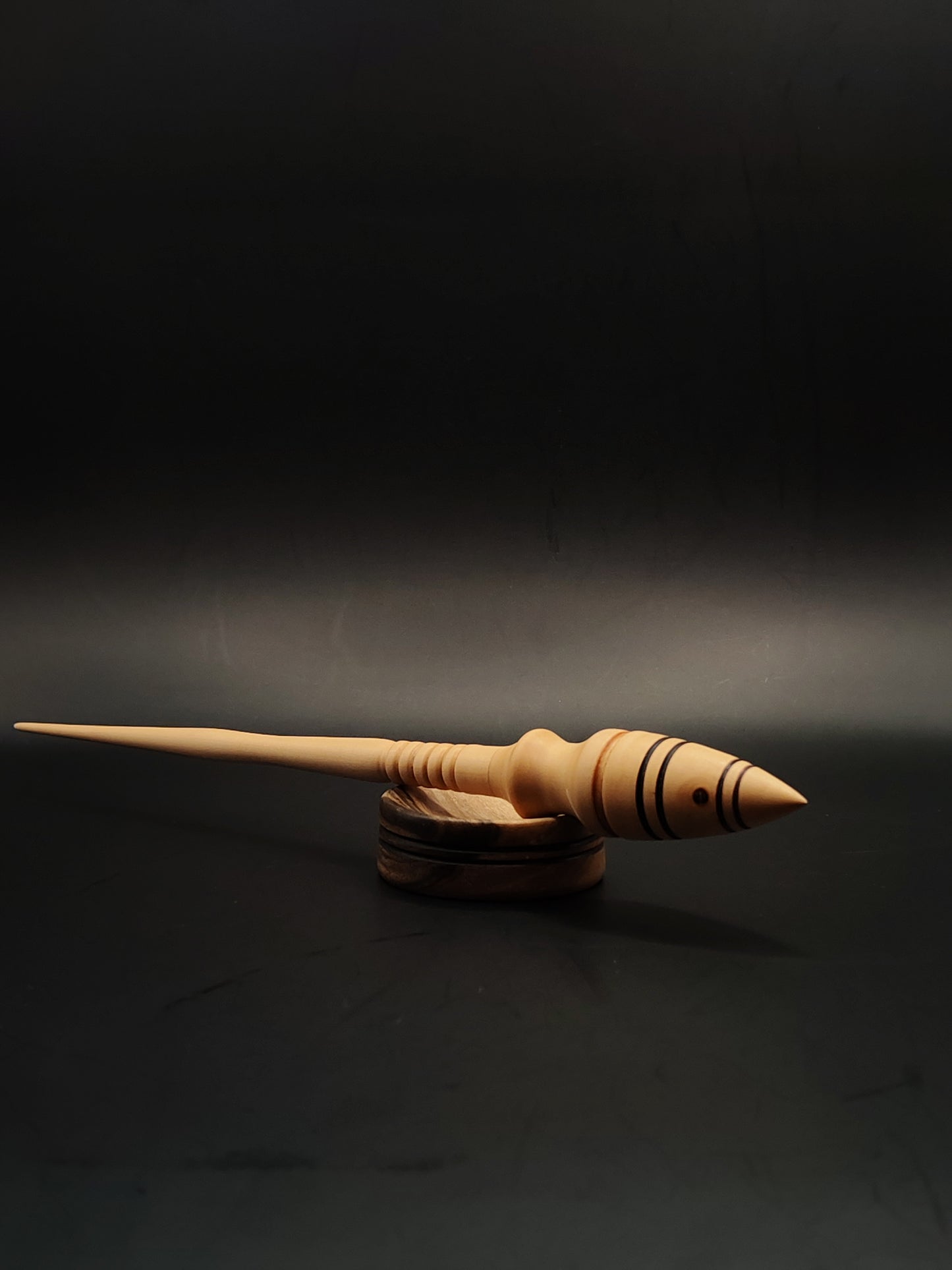 Artisan Pear Wood Support Spindle Set with Walnut Bowl | 21g / 26cm | Handmade Spinning Tool for Fiber Artists