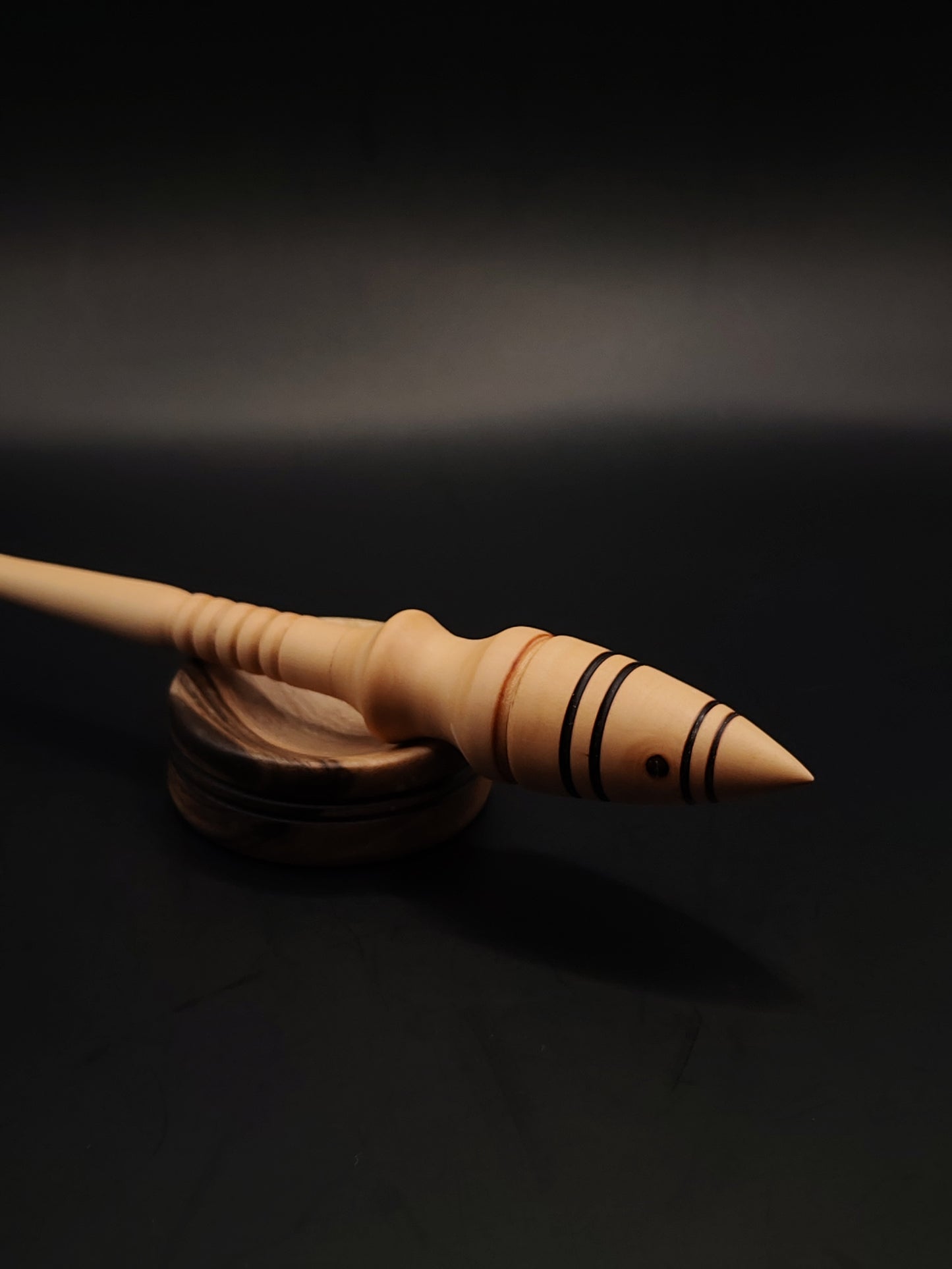 Artisan Pear Wood Support Spindle Set with Walnut Bowl | 21g / 26cm | Handmade Spinning Tool for Fiber Artists