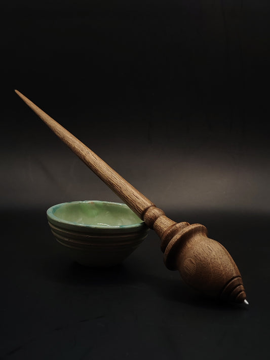 Metal-Tipped Support Spindle with Complimentary Ceramic Bowl | 30g / 26cm | Handmade Spinning Tool for Precision & Speed