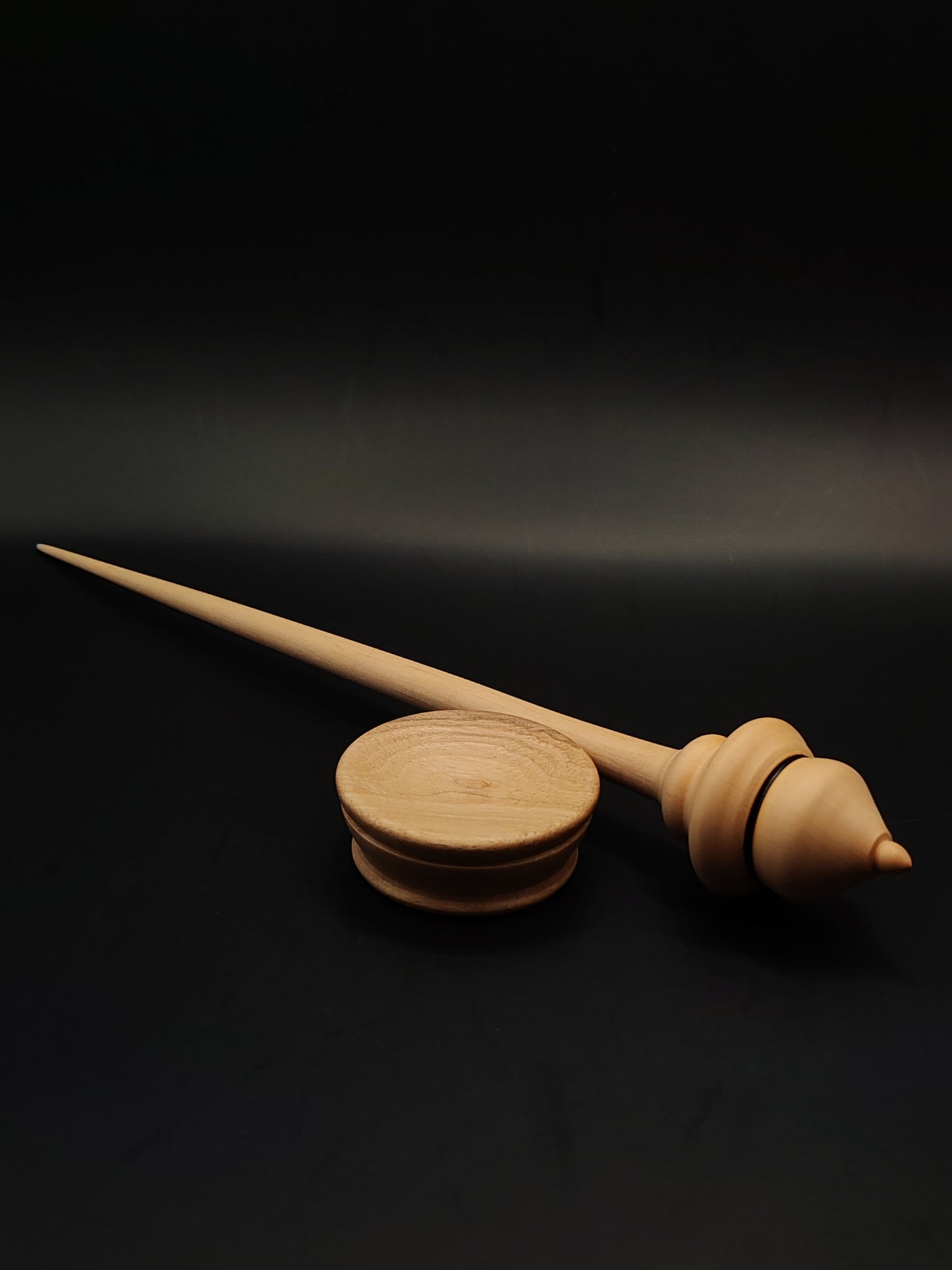 Pear Wood Support Spindle Set with Oak Bowl | 28cm, 25g Hand-Turned Spindle | Organic Wax Finish
