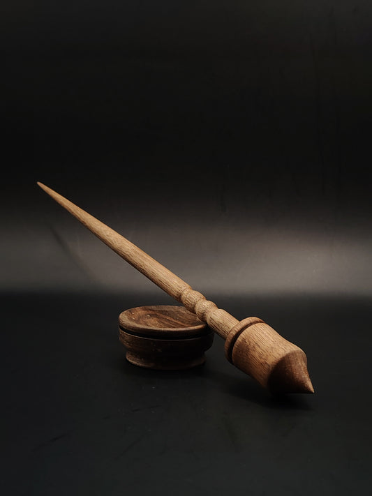 Walnut Support Spindle Set with Matching Bowl | 28.5cm, 23g | Hand-Turned, Organic Wax Finish