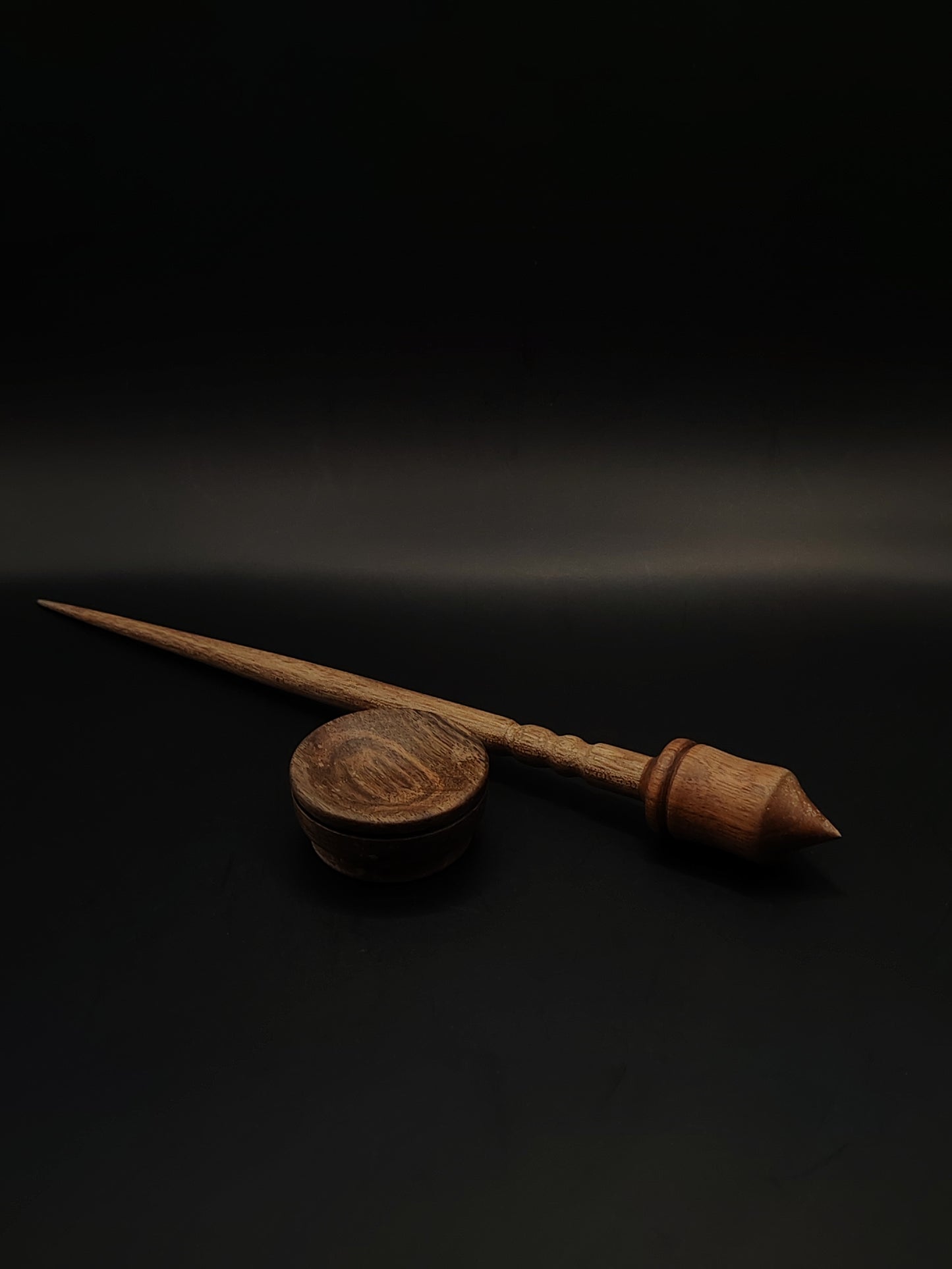 Walnut Support Spindle Set with Matching Bowl | 28.5cm, 23g | Hand-Turned, Organic Wax Finish