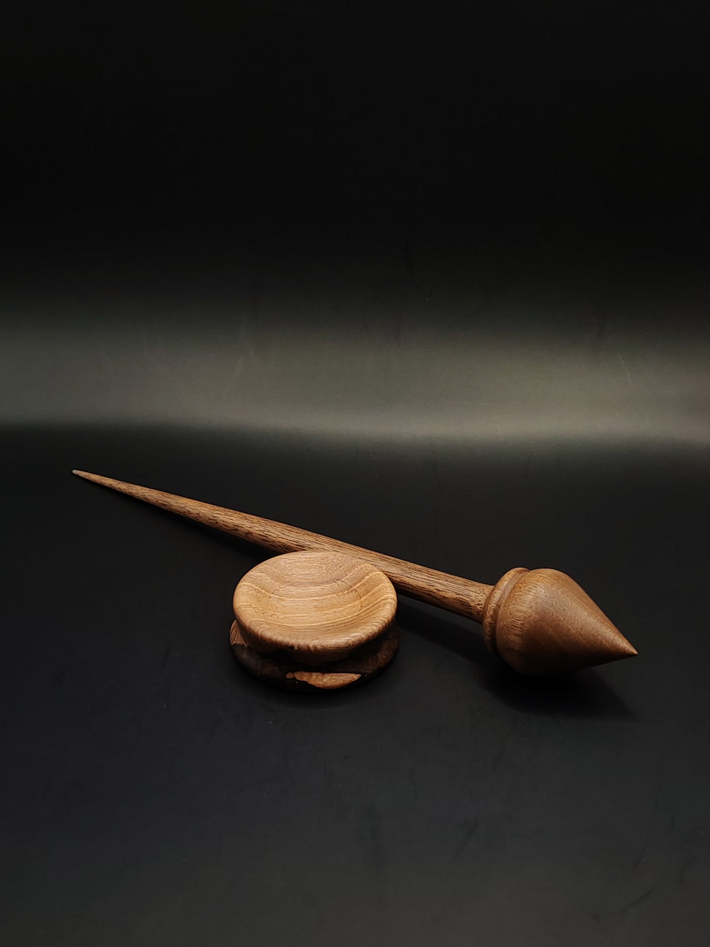 30g Walnut Support Spindle with Matching Bowl | 25.5cm Handcrafted Spinning Set | Organic Wax Finish