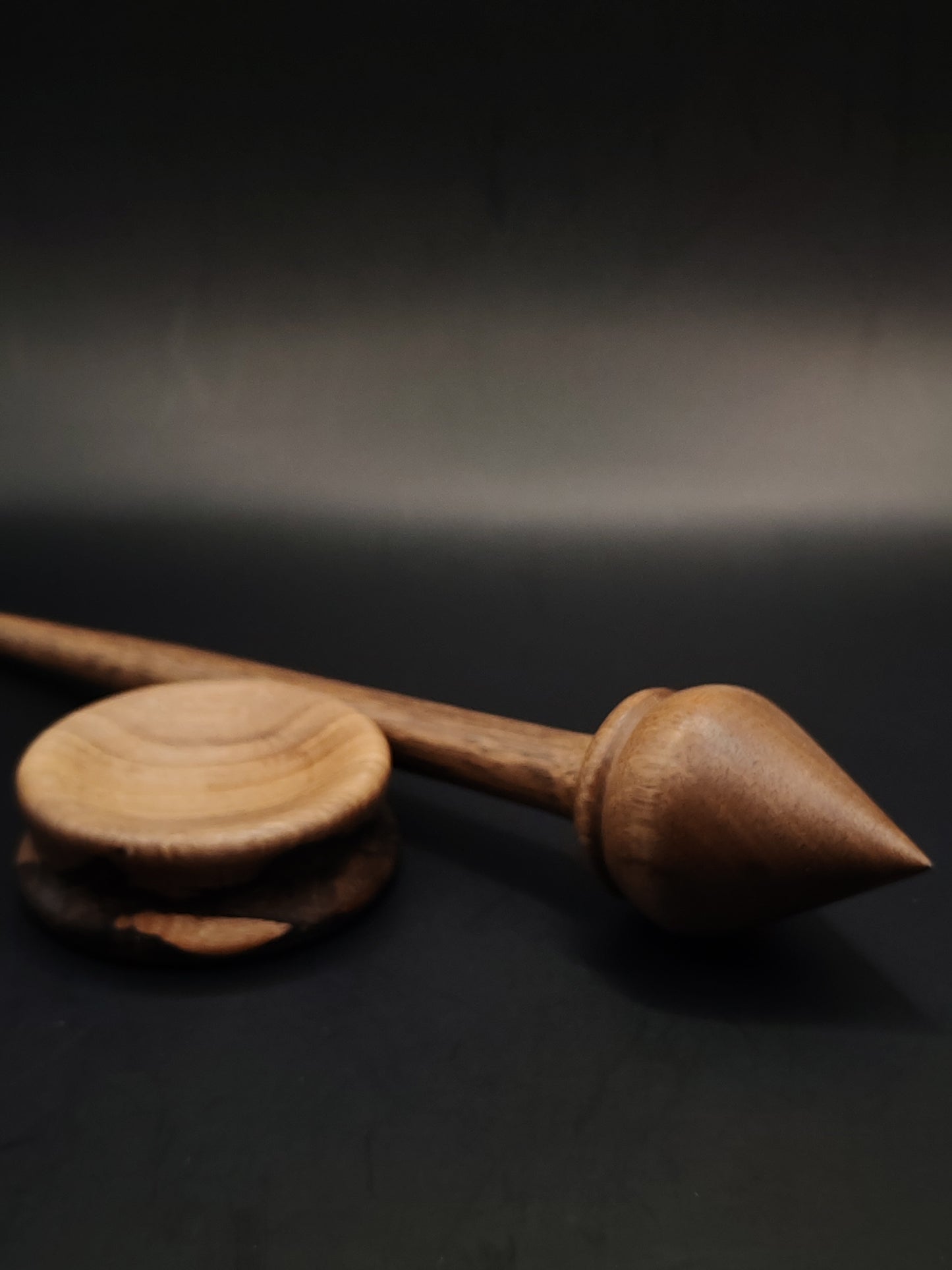 30g Walnut Support Spindle with Matching Bowl | 25.5cm Handcrafted Spinning Set | Organic Wax Finish