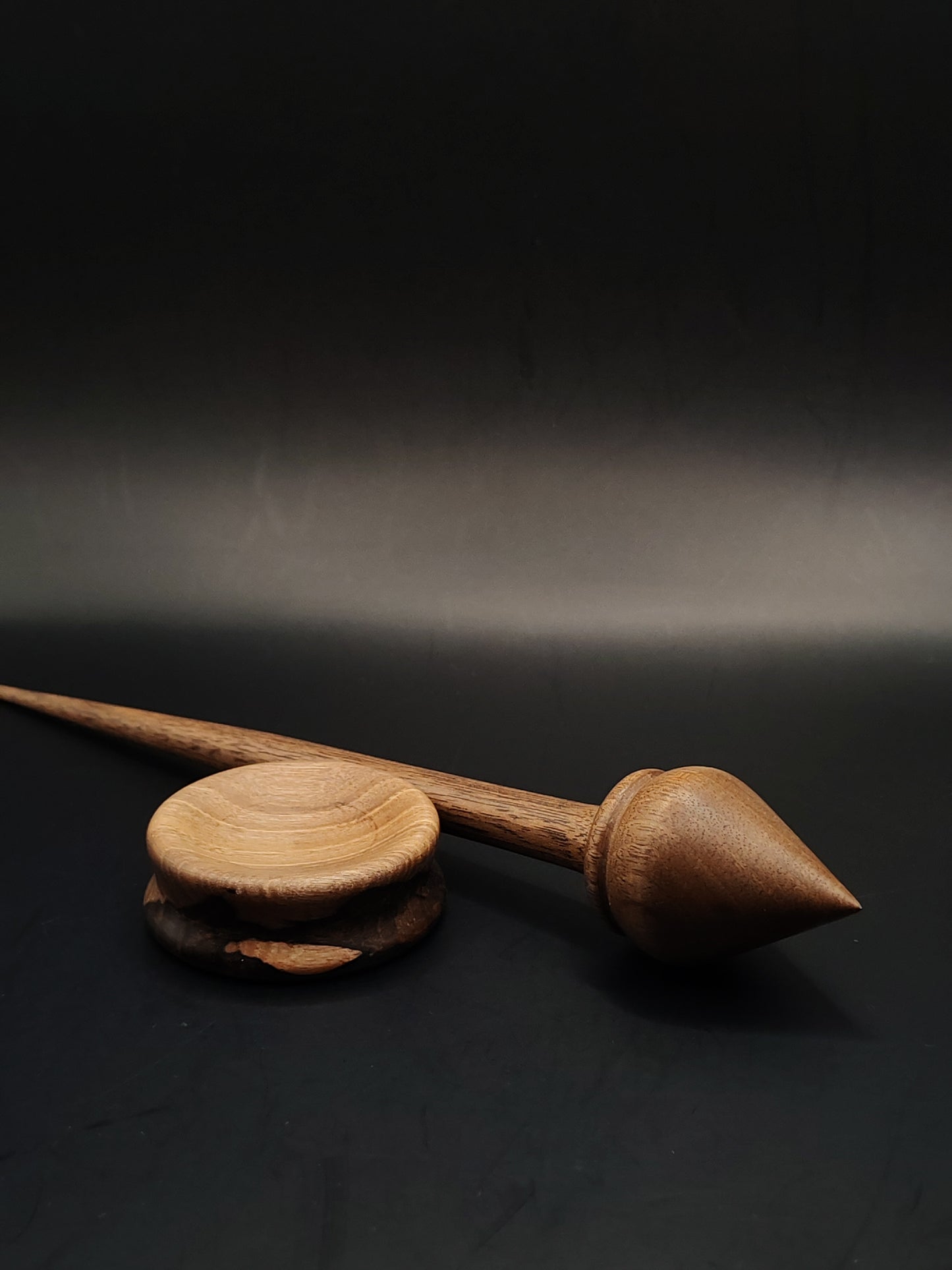 30g Walnut Support Spindle with Matching Bowl | 25.5cm Handcrafted Spinning Set | Organic Wax Finish