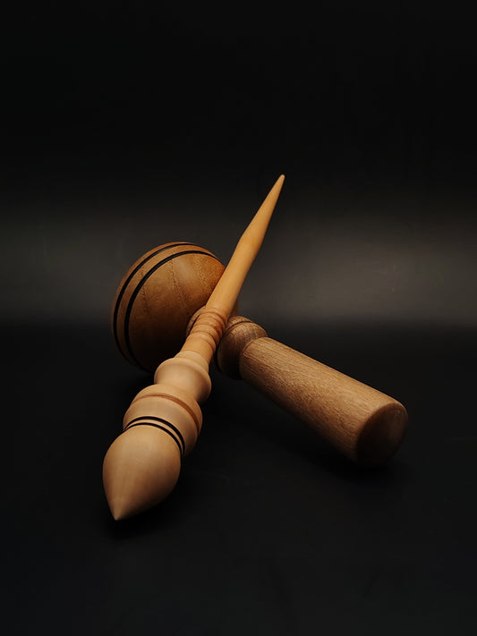 Support Spindle Set: Pear Wood (26 cm / 10.24 in, 24 g / 0.85 oz) with Mulberry & Walnut Lap Support Bowl