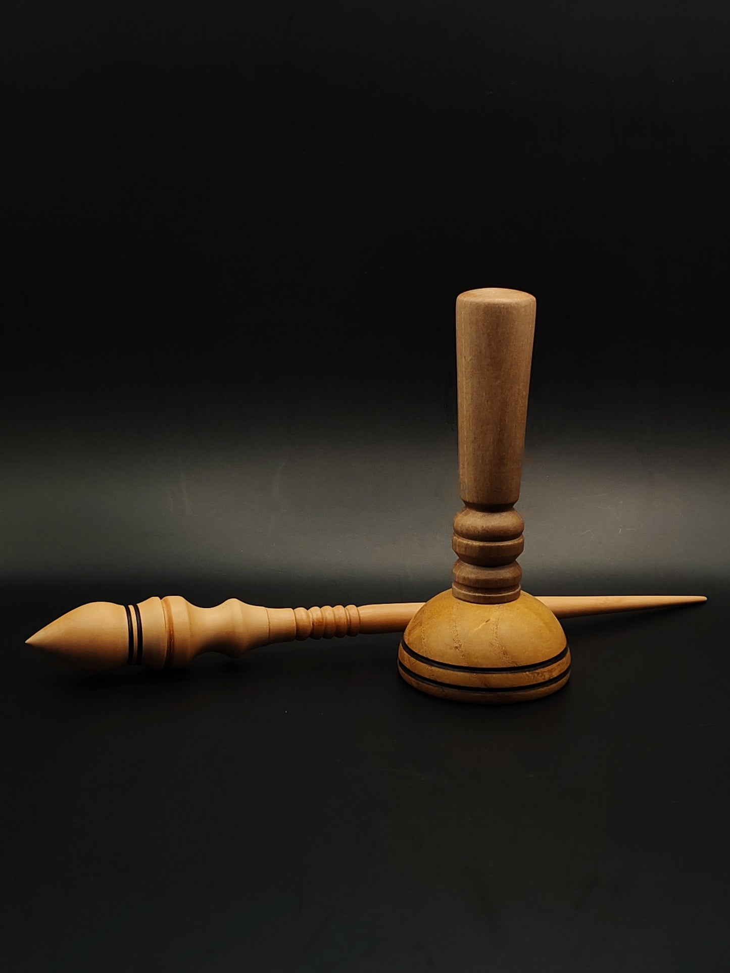 Support Spindle Set: Pear Wood (26 cm / 10.24 in, 24 g / 0.85 oz) with Mulberry & Walnut Lap Support Bowl