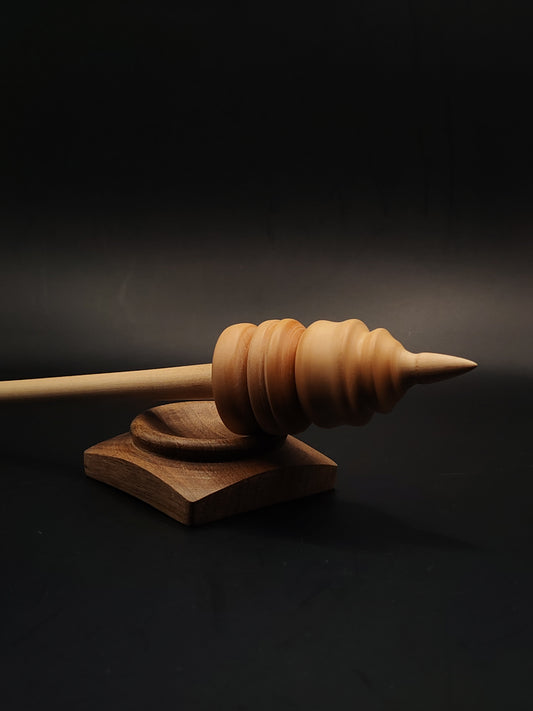 Pear Support Spindle for Plying & Art Yarn – 38g / 1.34oz – 30cm / 11.8in | Set with Walnut Support Bowl