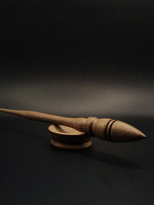 Support Spindle for Yarn Spinning – 25g / 26cm (0.88oz / 10.2in) – Walnut Wood with Matching Support Bowl
