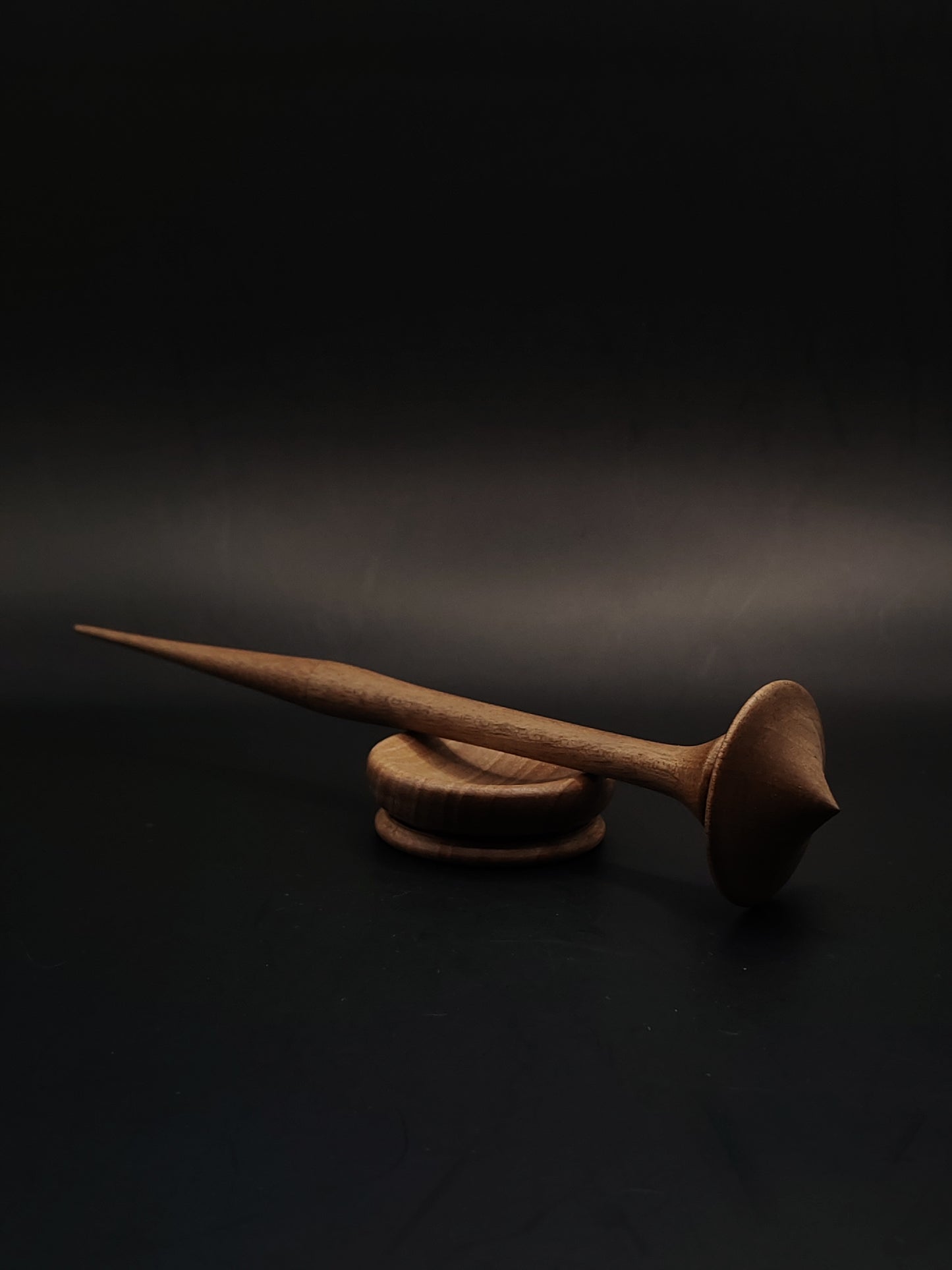 Support Spindle for Yarn Spinning – Walnut Wood (13 g, 20.5 cm) with Walnut Support Bowl | Lightweight Artisan Set by Kravelli
