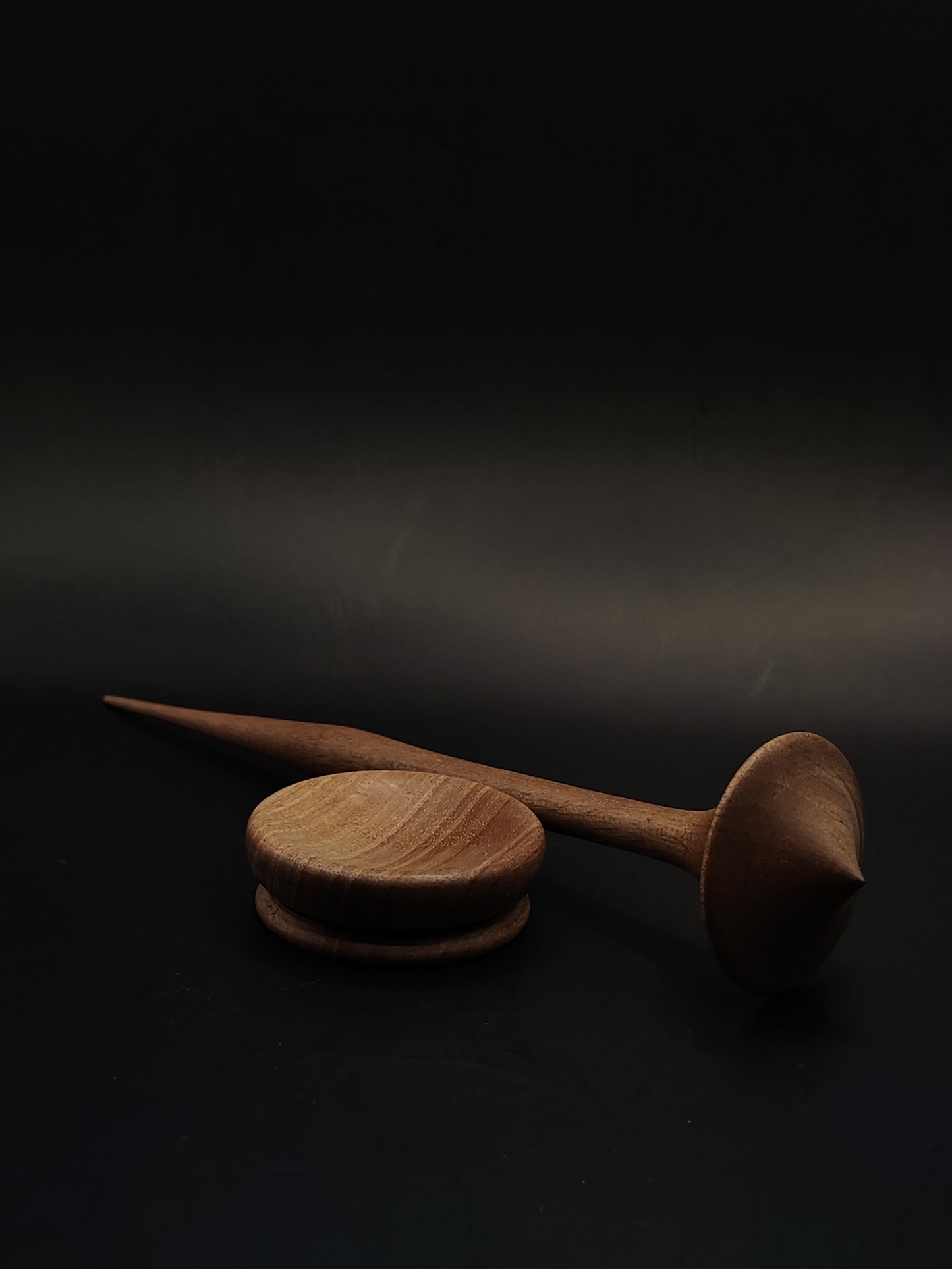 Support Spindle for Yarn Spinning – Walnut Wood (13 g, 20.5 cm) with Walnut Support Bowl | Lightweight Artisan Set by Kravelli