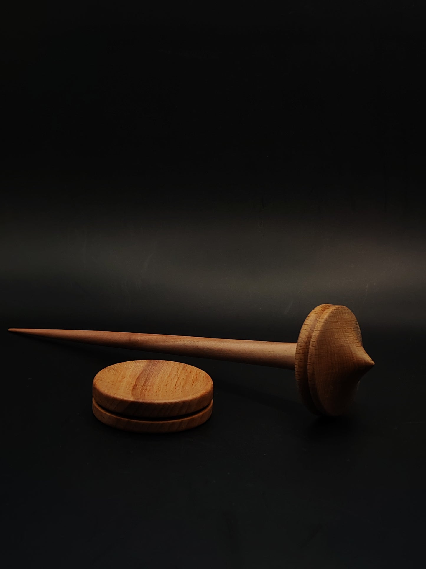 Support Spindle for Yarn Spinning – 23 cm (24 g) Beech & Elm Wood Set with Bowl | Handcrafted Spinning Tool by Kravelli