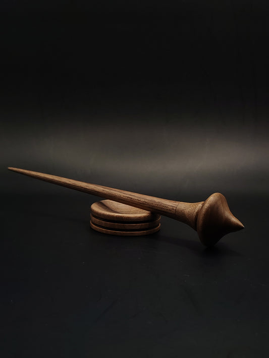 Support Spindle for Yarn Spinning – 20.5 cm (11 g) Walnut Wood Set with Matching Bowl | Lightweight Artisan Tool by Kravelli