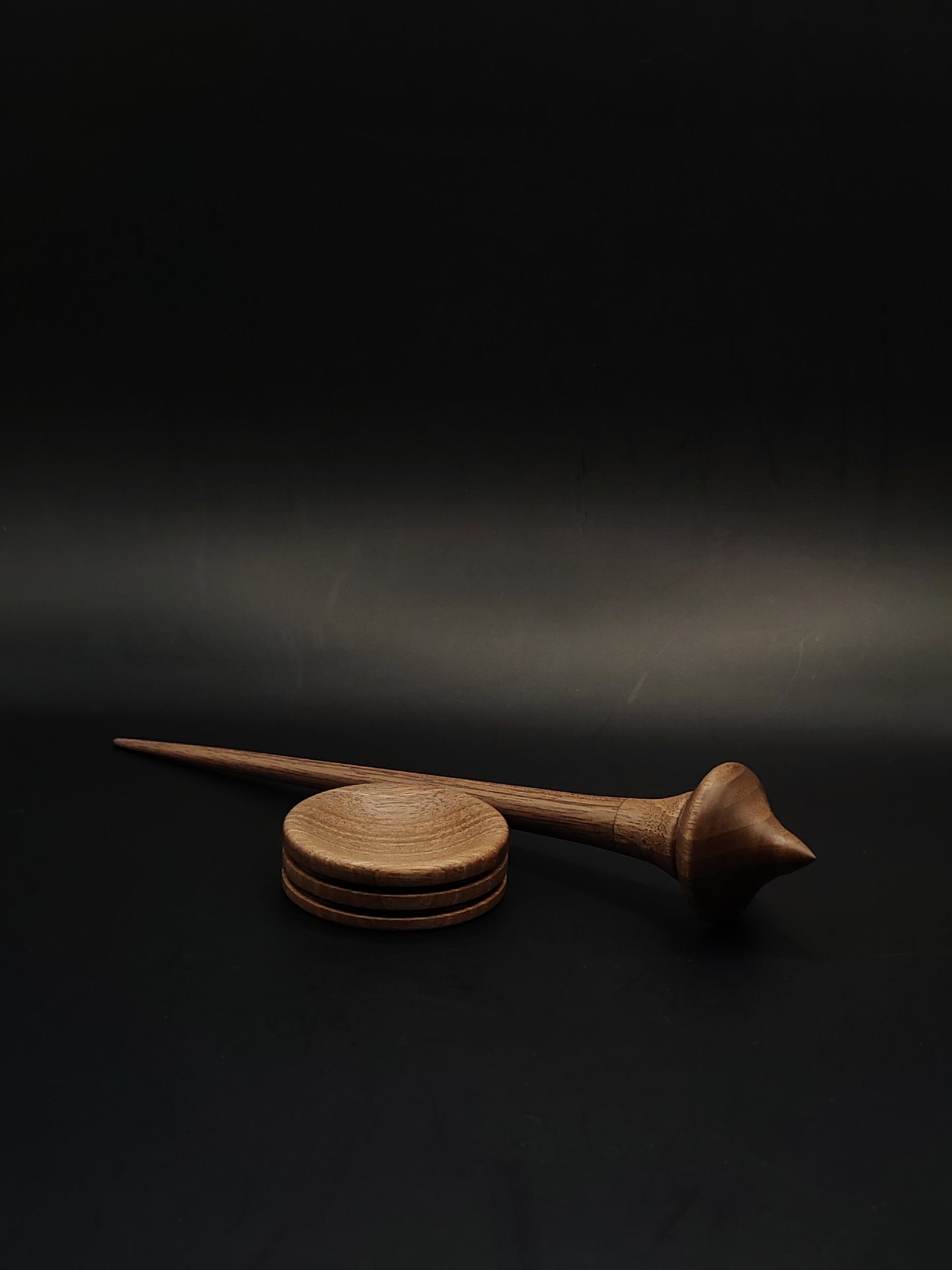 Support Spindle for Yarn Spinning – 20.5 cm (11 g) Walnut Wood Set with Matching Bowl | Lightweight Artisan Tool by Kravelli