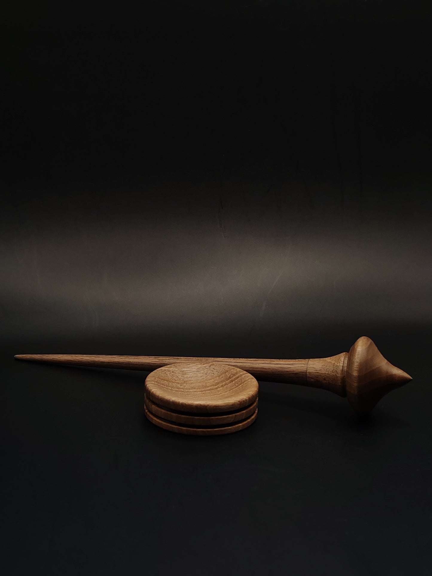 Support Spindle for Yarn Spinning – 20.5 cm (11 g) Walnut Wood Set with Matching Bowl | Lightweight Artisan Tool by Kravelli