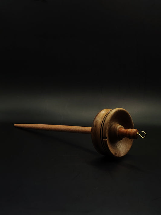 Drop Spindle for Yarn Spinning – Beech Shaft & Walnut Whorl | 28 cm (60 g) | Heavyweight Top Whorl Spindle by Kravelli