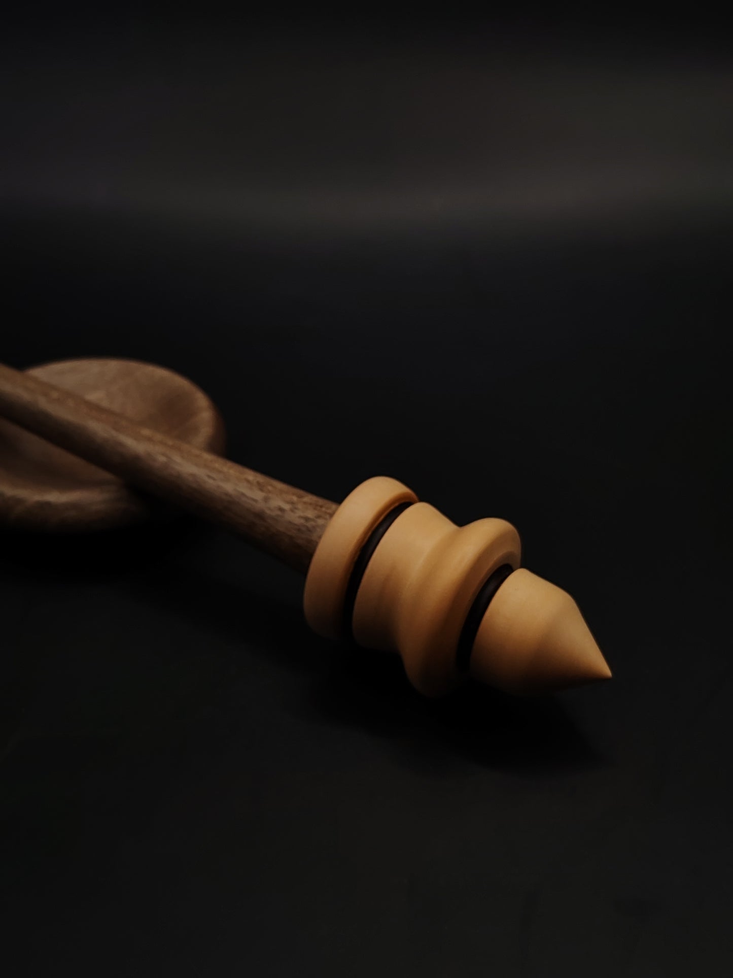 Support Spindle Set: Apple Whorl & Walnut Shaft (26 cm / 10.24 in, 23 g / 0.81 oz) with Walnut Support Bowl