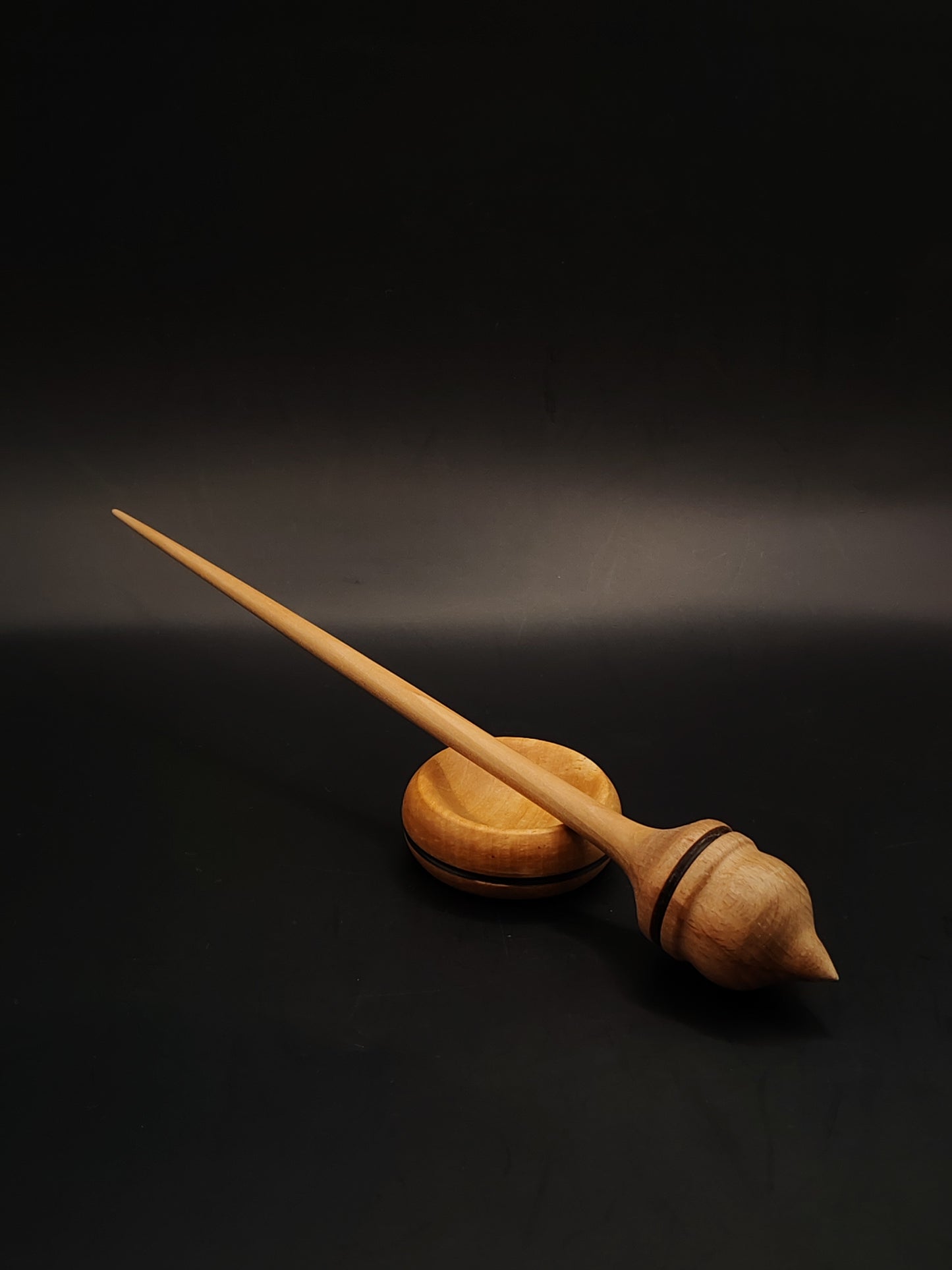 Support Spindle Set – Apple Shaft & Beech Whorl (25.5 cm / 20 g) + Pear Bowl | Handcrafted Yarn Spinning Tool by Kravelli
