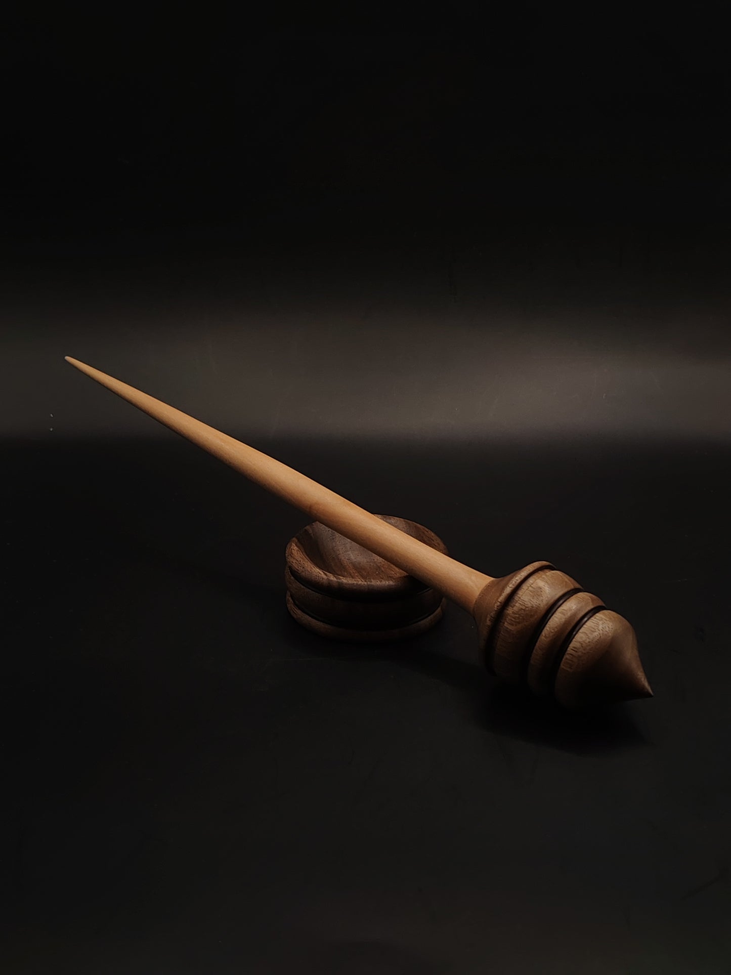 Support Spindle Set: Walnut Whorl & Pear Shaft (27 cm / 10.62 in, 48 g / 1.69 oz) with Walnut Support Bowl