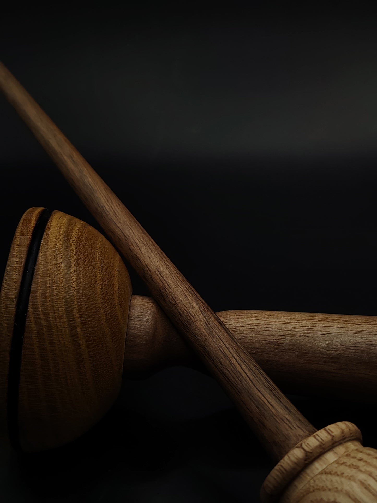 Support Spindle – Walnut Shaft & Chestnut Whorl (27 cm, 23 g) with Mulberry & Walnut Lap Bowl | Wooden Spinning Tool | Kravelli