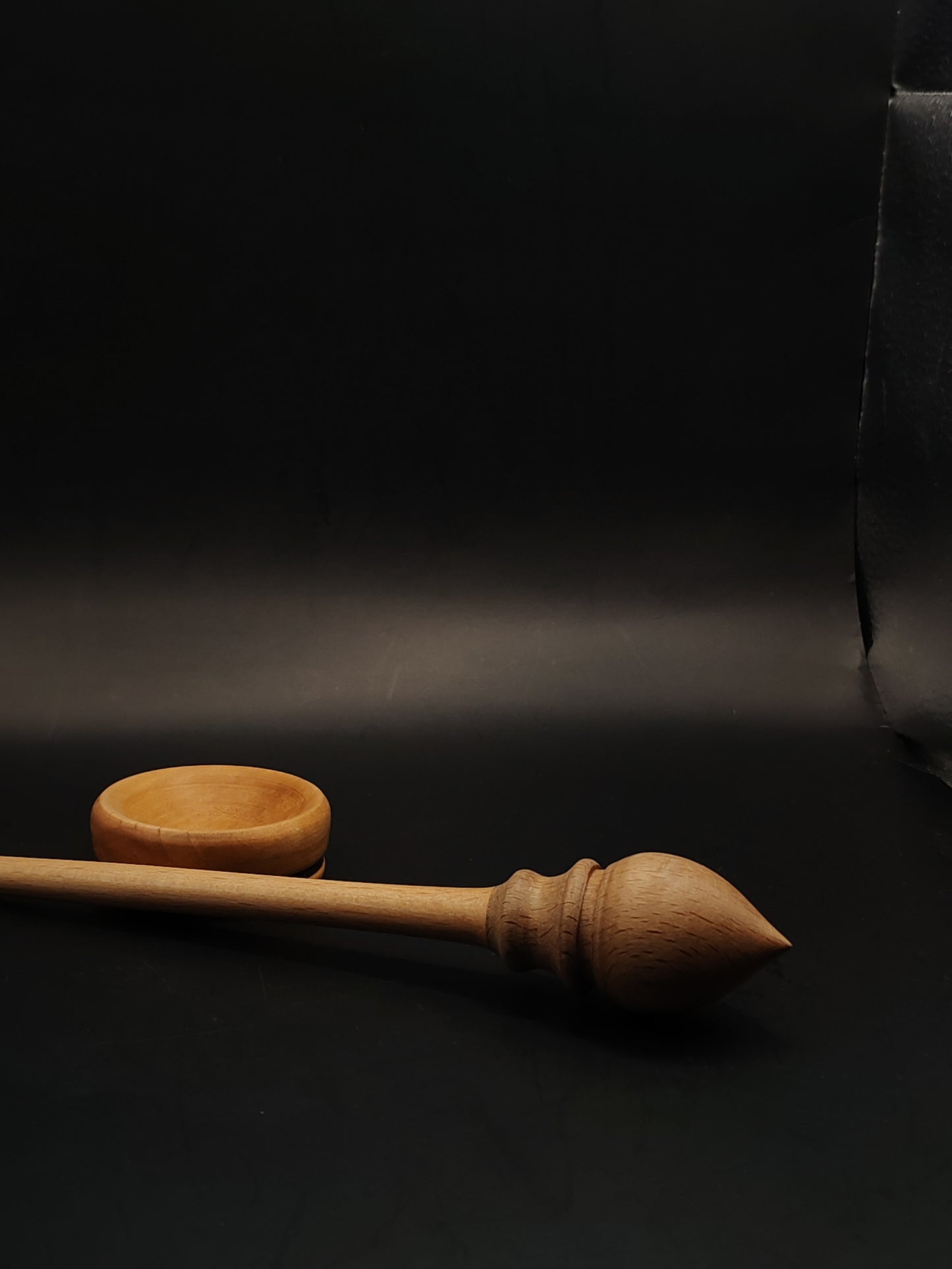 Support Spindle – Beech Wood (26 cm / 10.2″, 22 g / 0.78 oz) + Pear Wood Spinning Bowl | Artisan Handmade by Kravelli