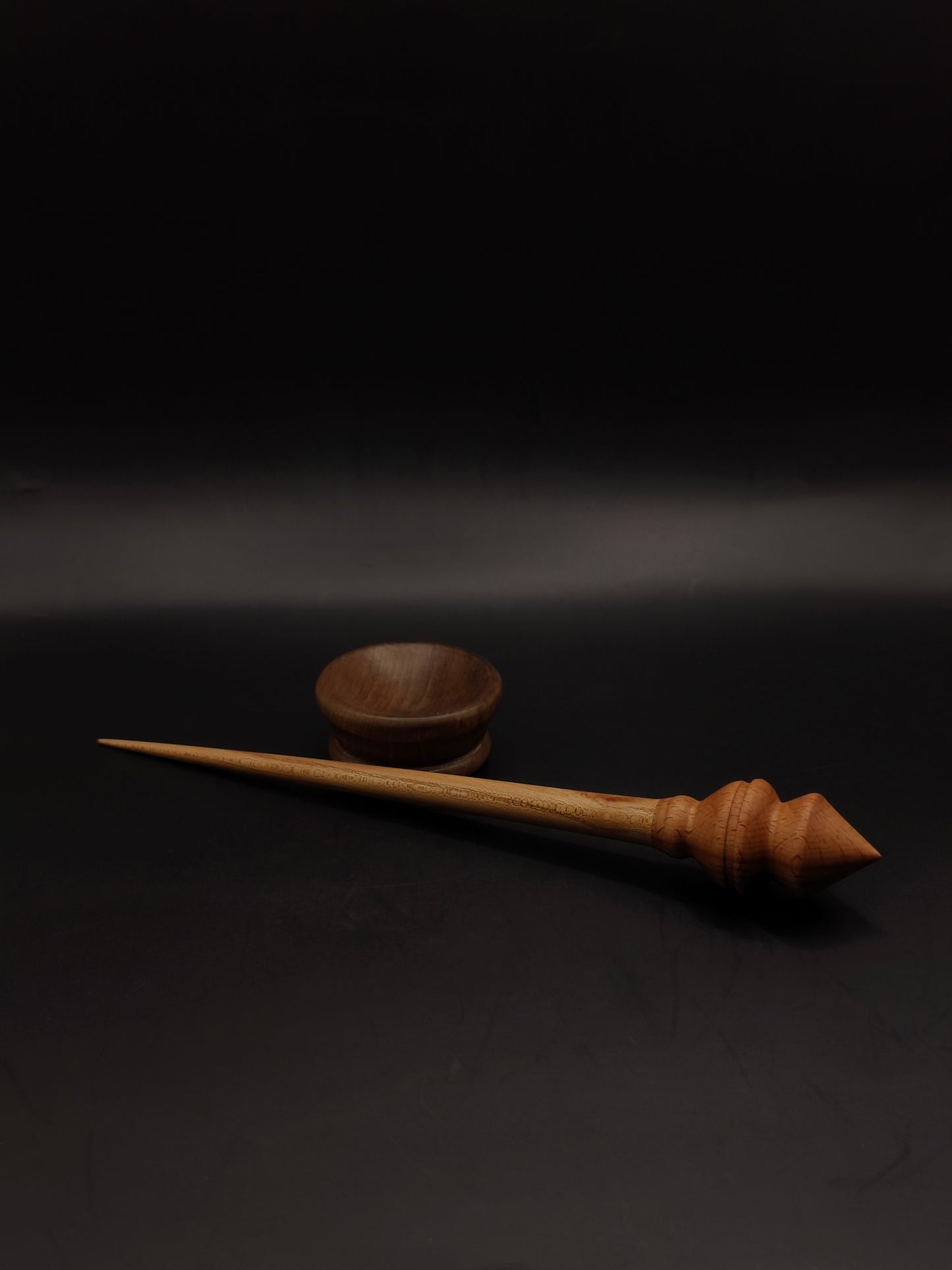 Support Spindle – Chestnut Shaft & Beech Whorl, 25 cm / 9.8″, 23 g + Bowl