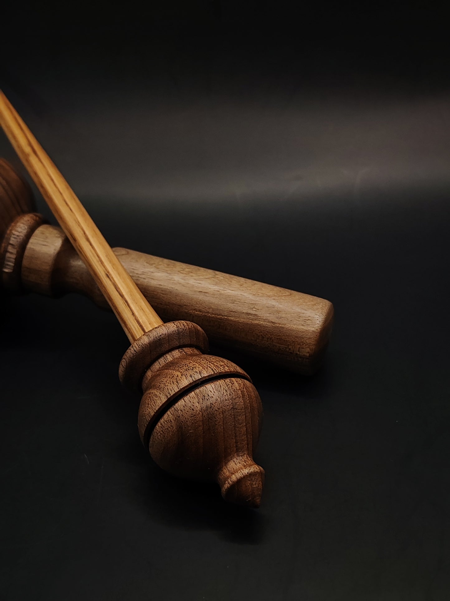 Support Spindle – Chestnut Shaft & Walnut Whorl, 25 cm / 9.8″, 25 g + Lap Bowl