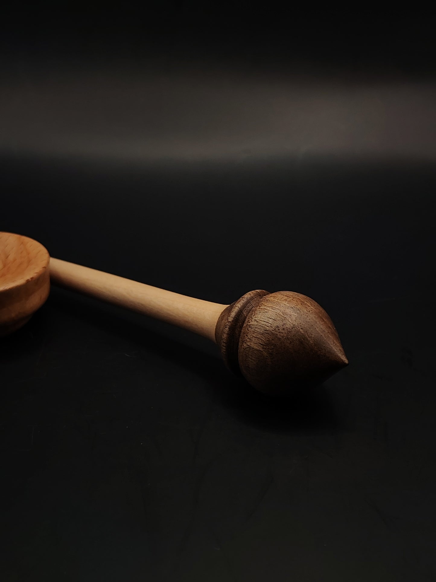 Support Spindle – Apple Shaft & Walnut Whorl, 24.5 cm / 9.6″, 16 g + Bowl