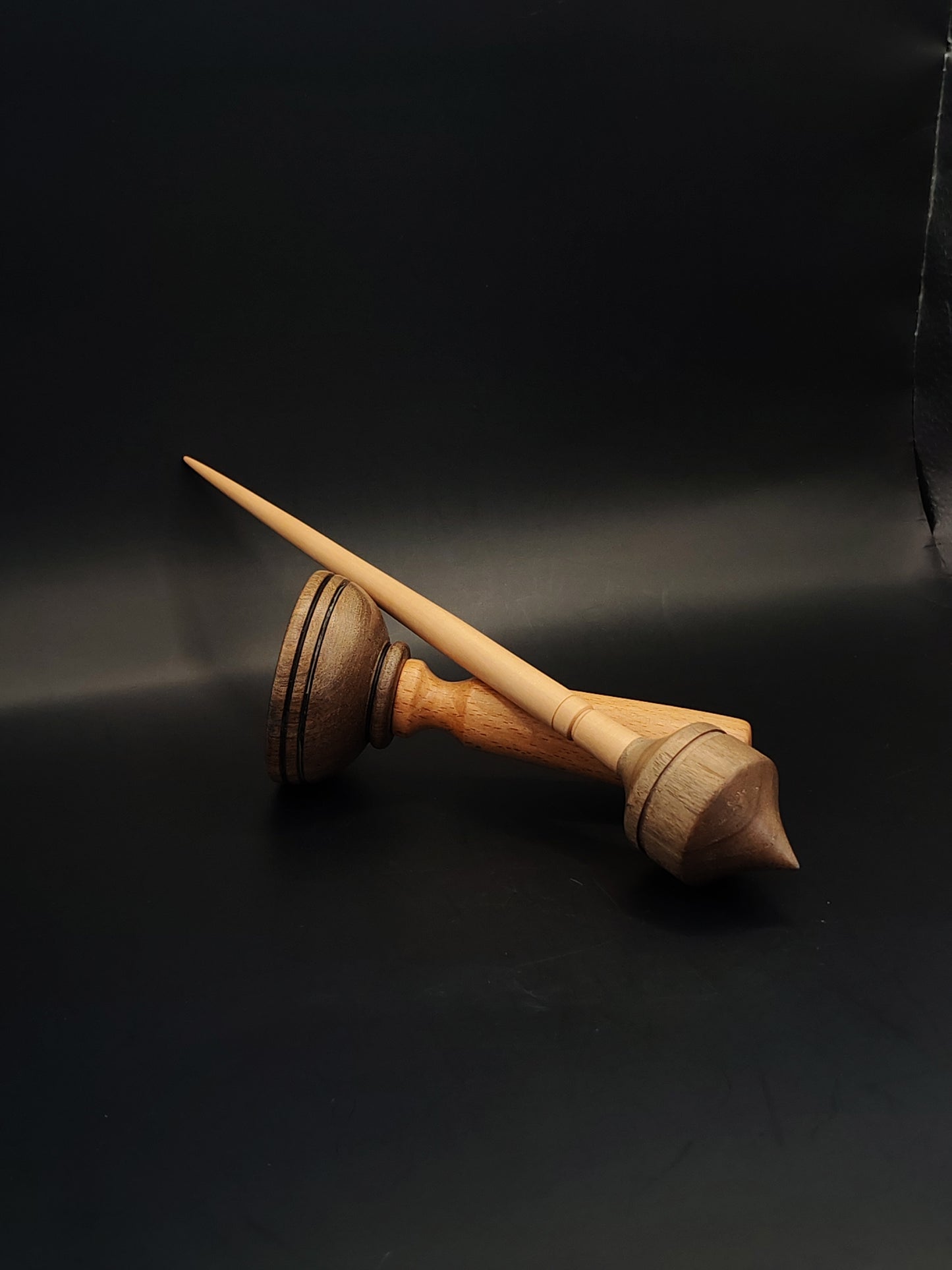 Support Spindle – Plum Shaft & Walnut Whorl, 25 cm / 9.8″, 27 g + Lap Bowl