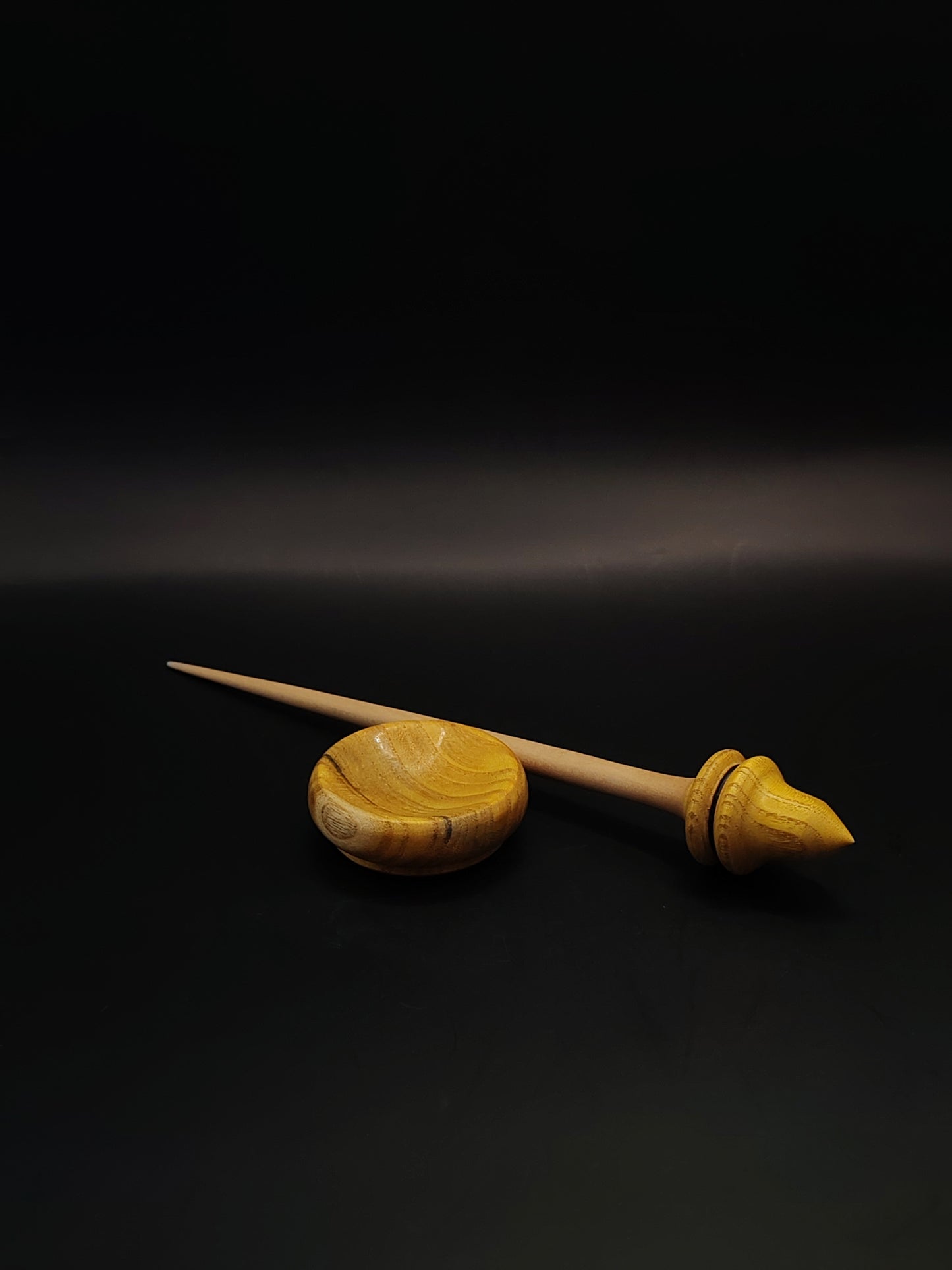 Support Spindle – Apple Shaft & Mulberry Whorl, 23.5 cm / 9.3″, 14 g + Bowl