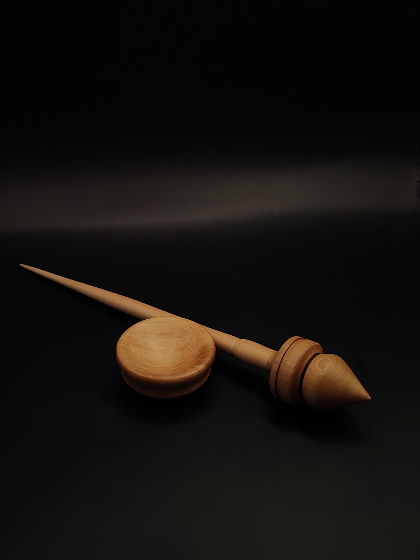 Support Spindle – Apple Shaft & Pear Whorl, 26.5 cm / 10.4″, 28 g + Bowl