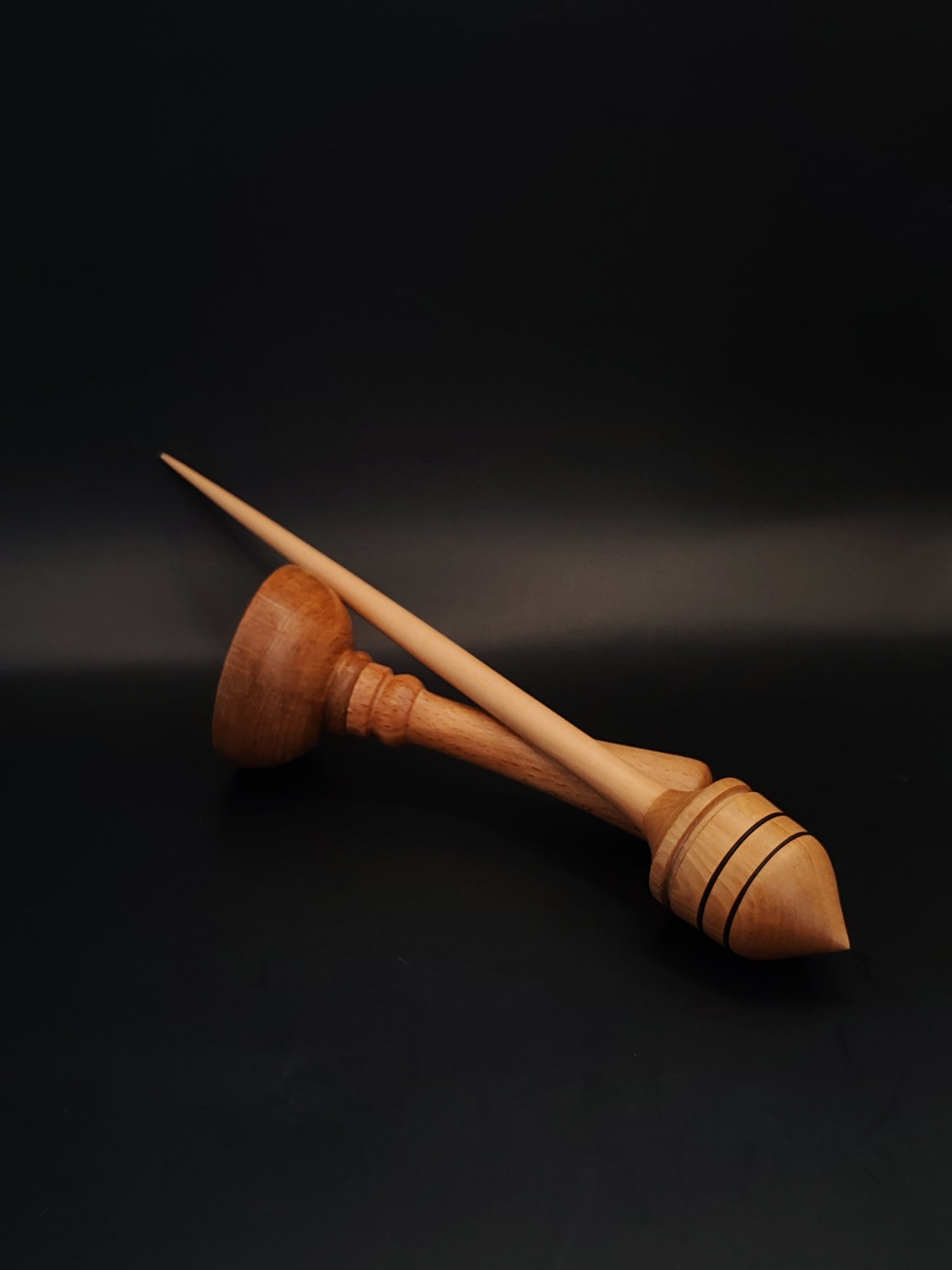 Support Spindle – Plum Shaft & Pear Whorl, 27 cm / 10.6″, 34 g + Lap Bowl