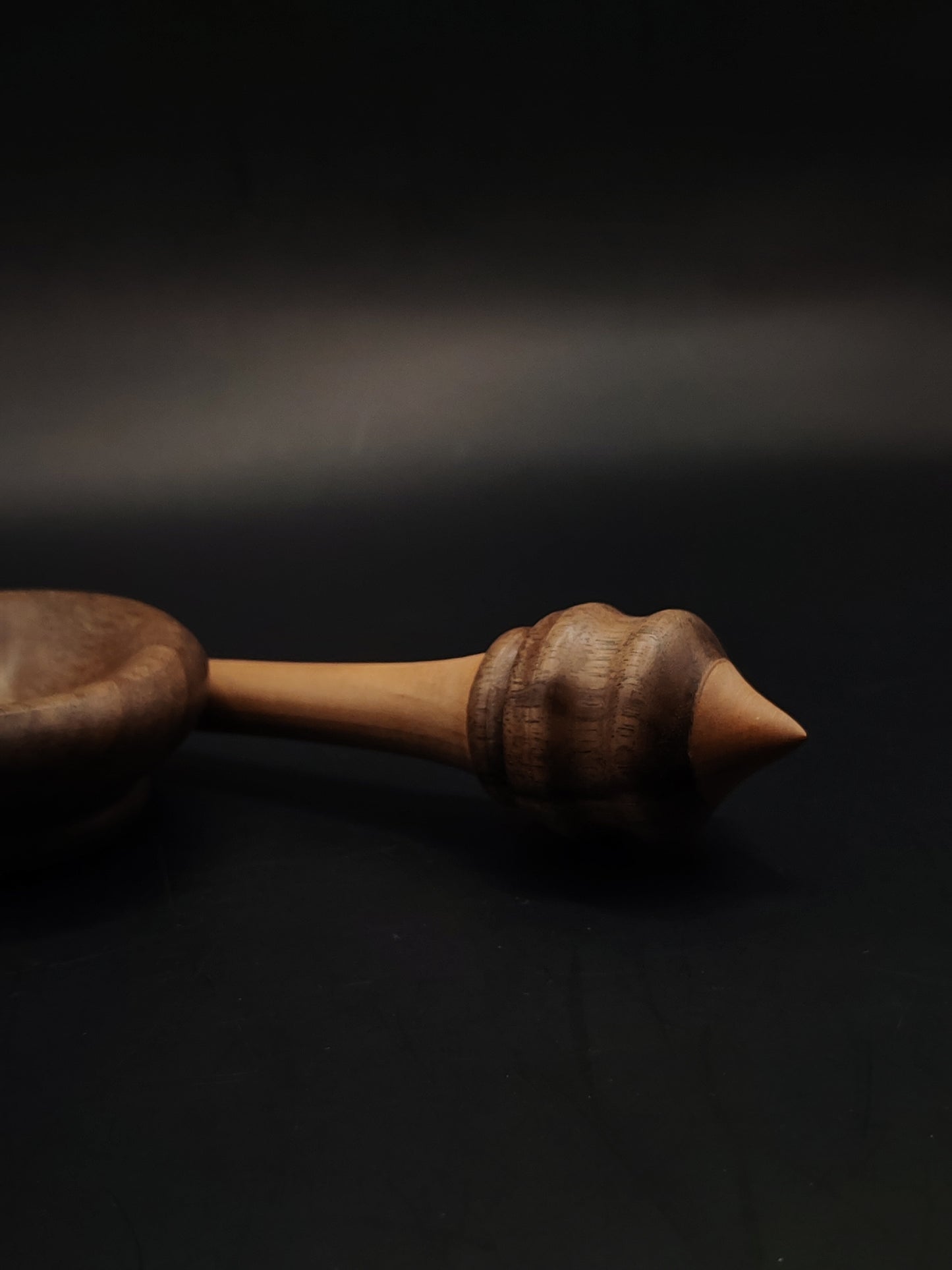 Support Spindle – Pear Shaft & Walnut Whorl, 22.5 cm / 8.9″, 17 g + Bowl