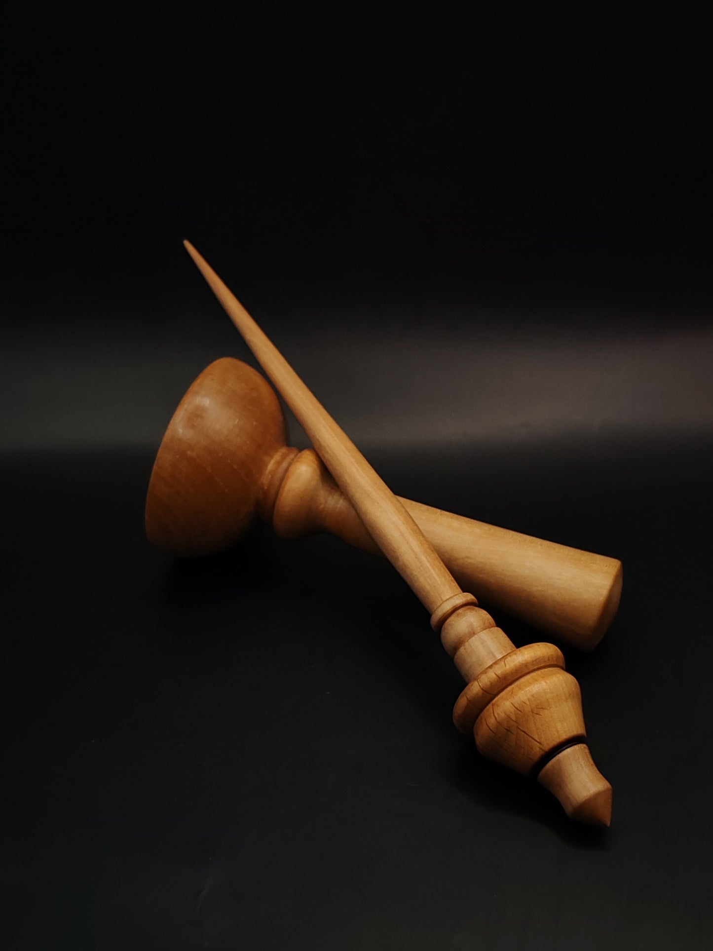 Support Spindle – Pear Shaft & Beech Whorl, 24 cm / 9.4″, 22 g + Lap Bowl