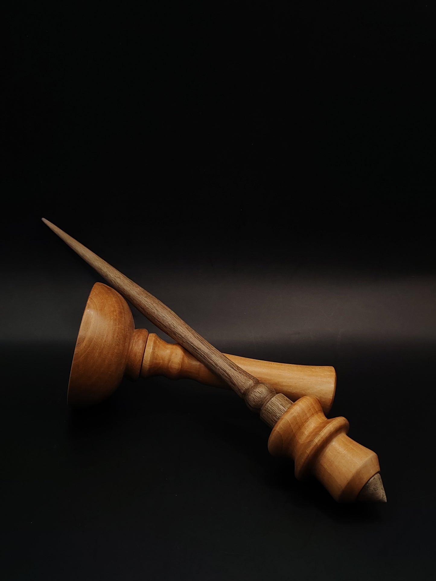 Support Spindle – Walnut Shaft & Pear Whorl, 25 cm / 9.8″, 30 g + Lap Bowl