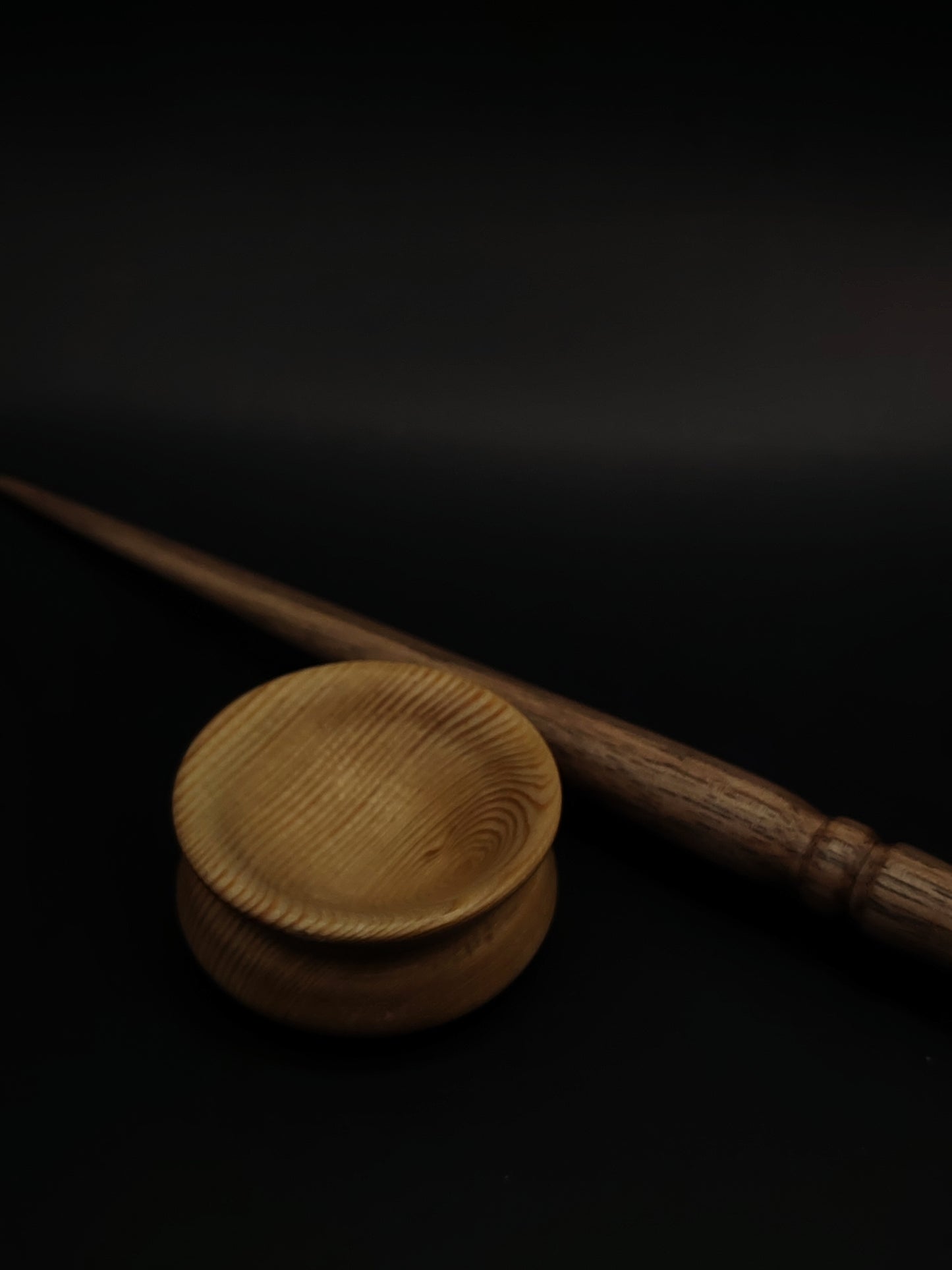 Mini Support Spindle – Walnut Shaft & Mulberry Whorl, 20 cm / 7.9″, 11 g + Bowl