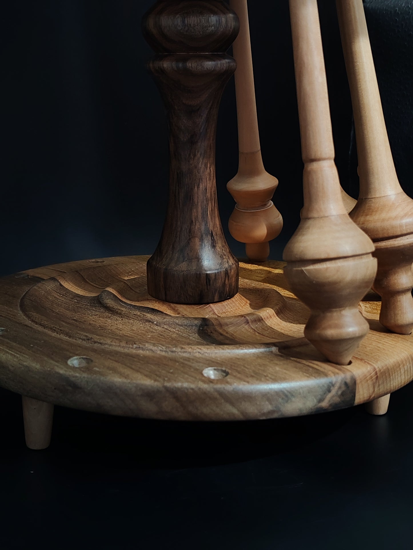 Spindle Stand for 12 Spindles – Walnut Beech Mulberry Organizer, Support & Drop