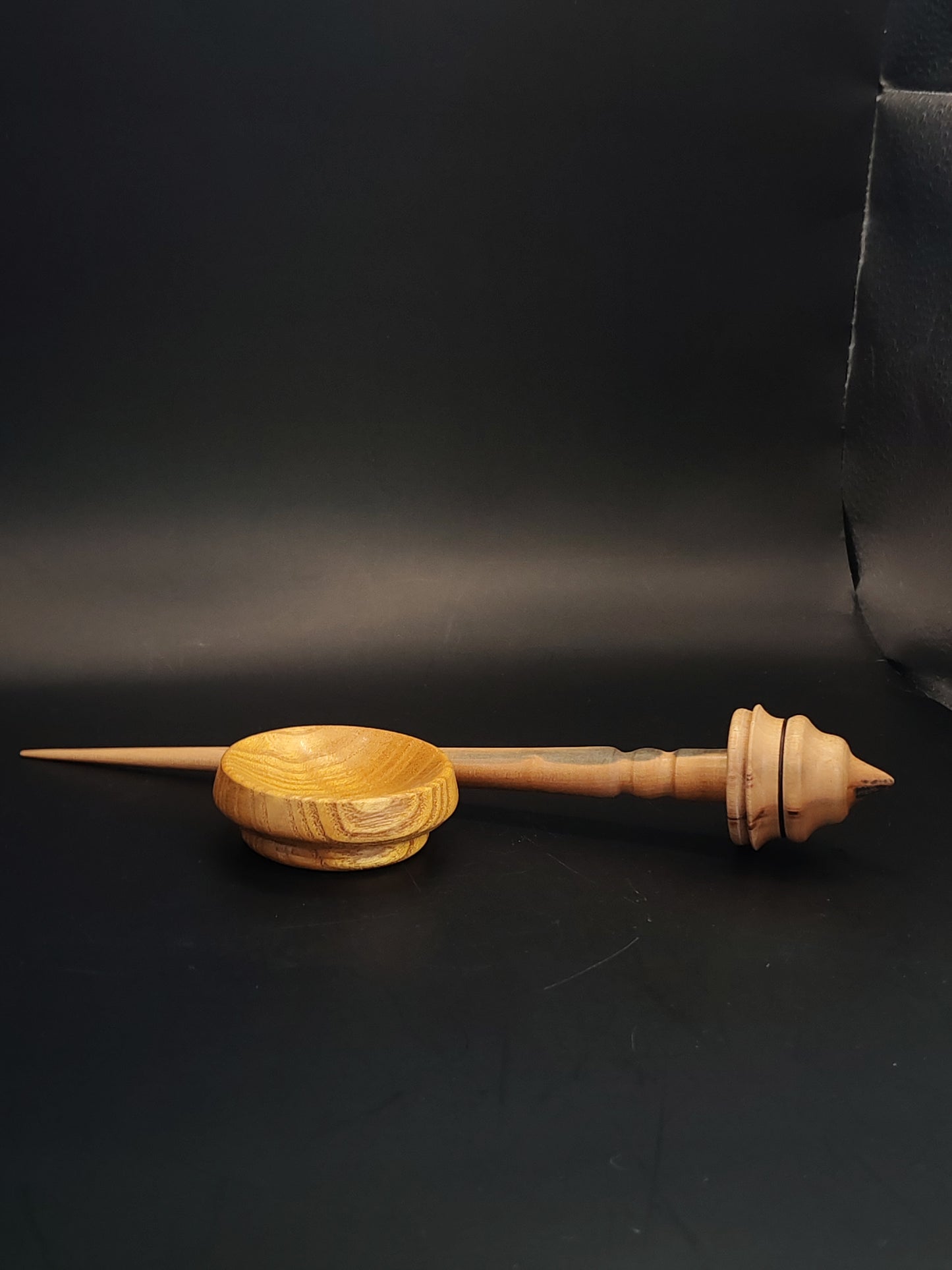 Support Spindle for Yarn Spinning – Walnut & Grey Walnut, 24 cm (9.4″), 20 g Bowl