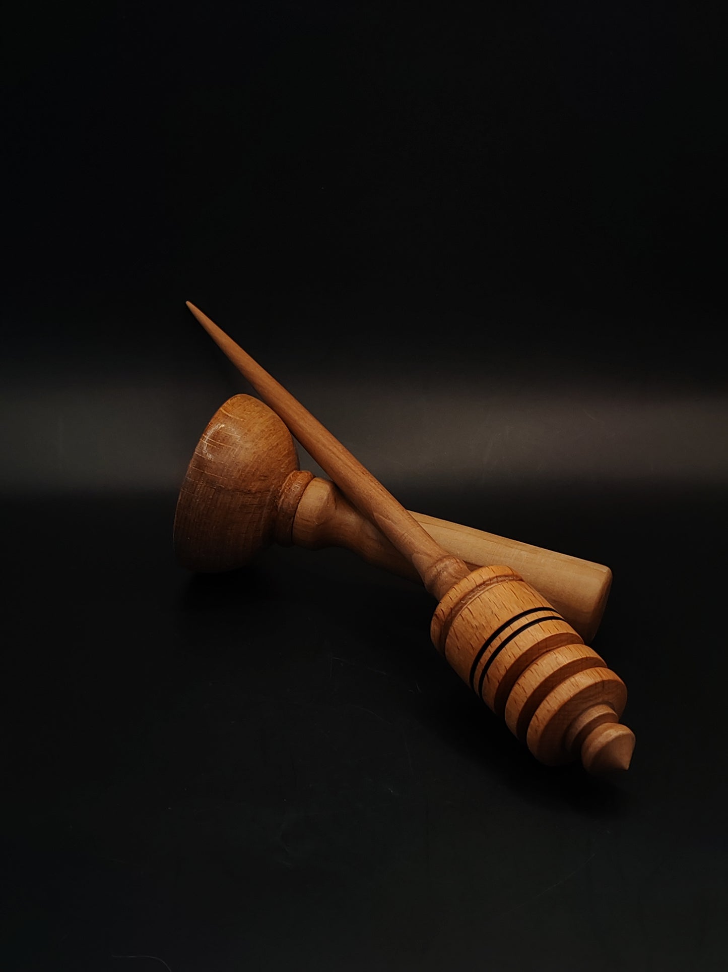 Support Spindle Set 36g Yarn Spinning Tool Pear Shaft Beech Whorl Wooden Bowl