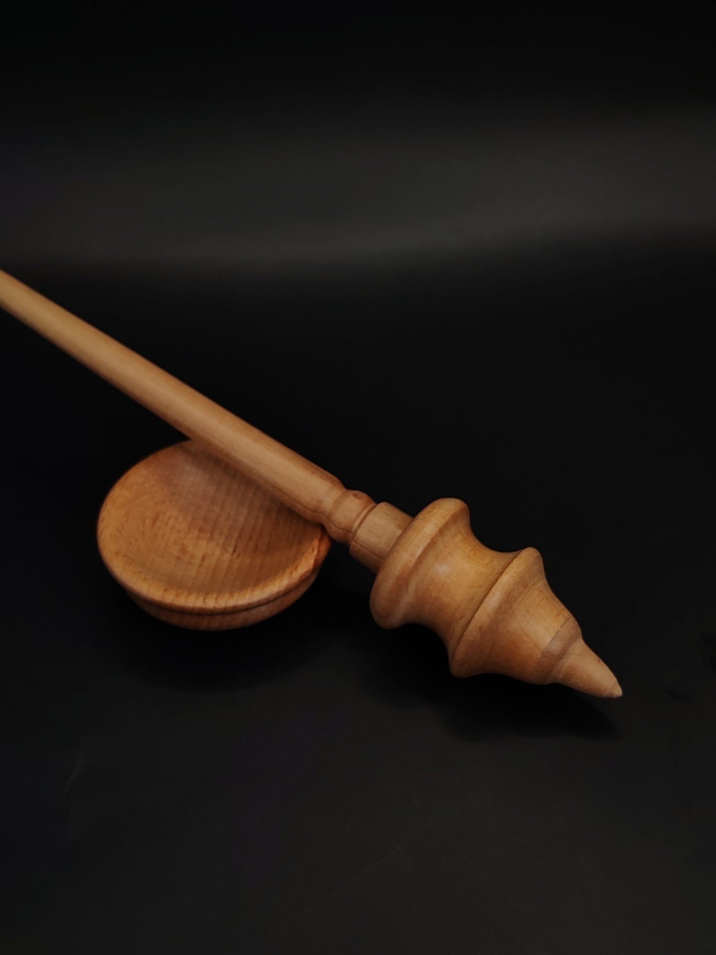 Support Spindle Set 24g Yarn Spinning Tool Chestnut Wood Spindle with Beech Bowl