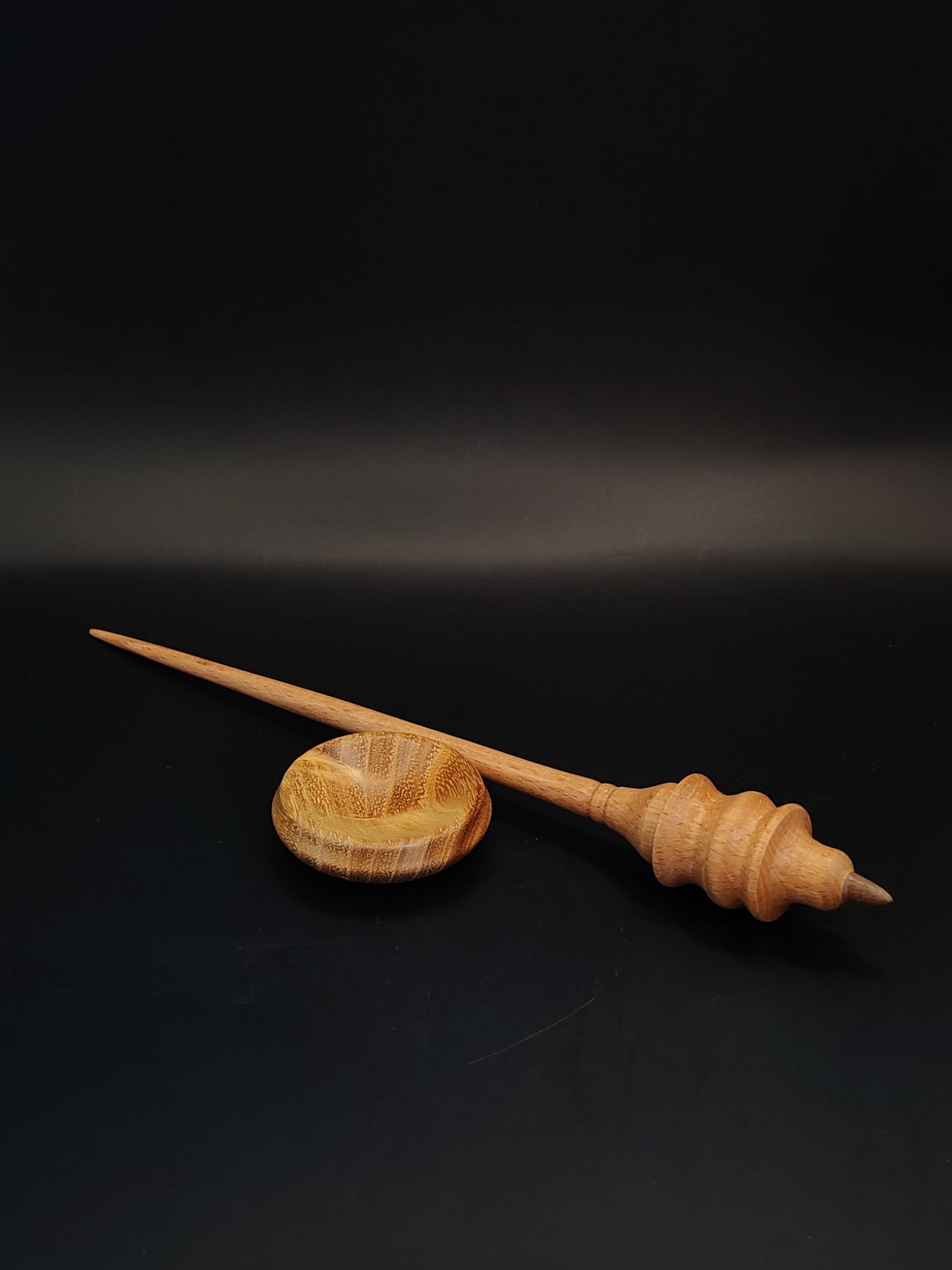 Support Spindle Set 18g Yarn Spinning Tool Beech Wood Walnut Tip Acacia Bowl
