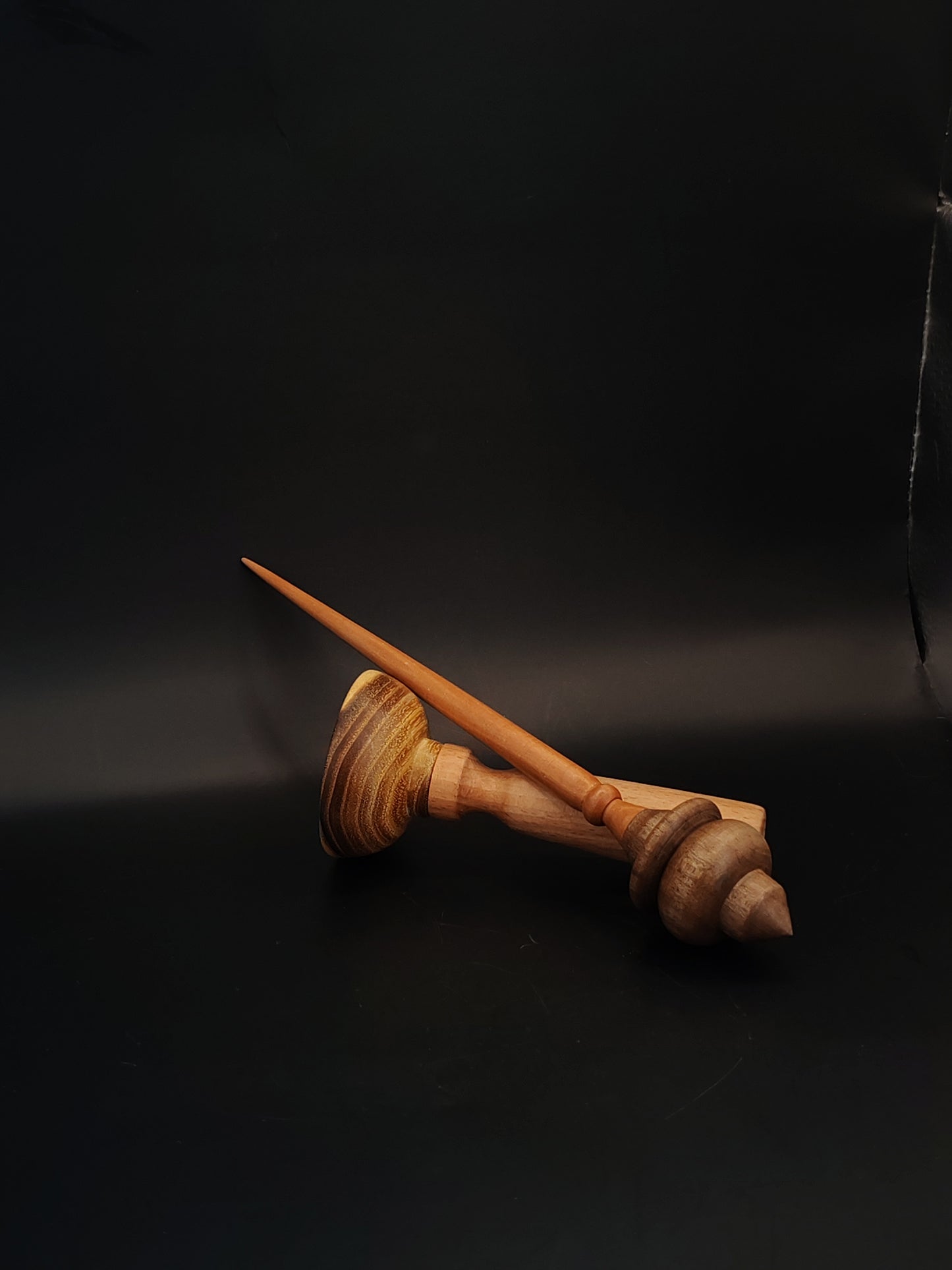 Support Spindle Set 28g Yarn Spinning Tool Plum Shaft Walnut Whorl Wooden Bowl