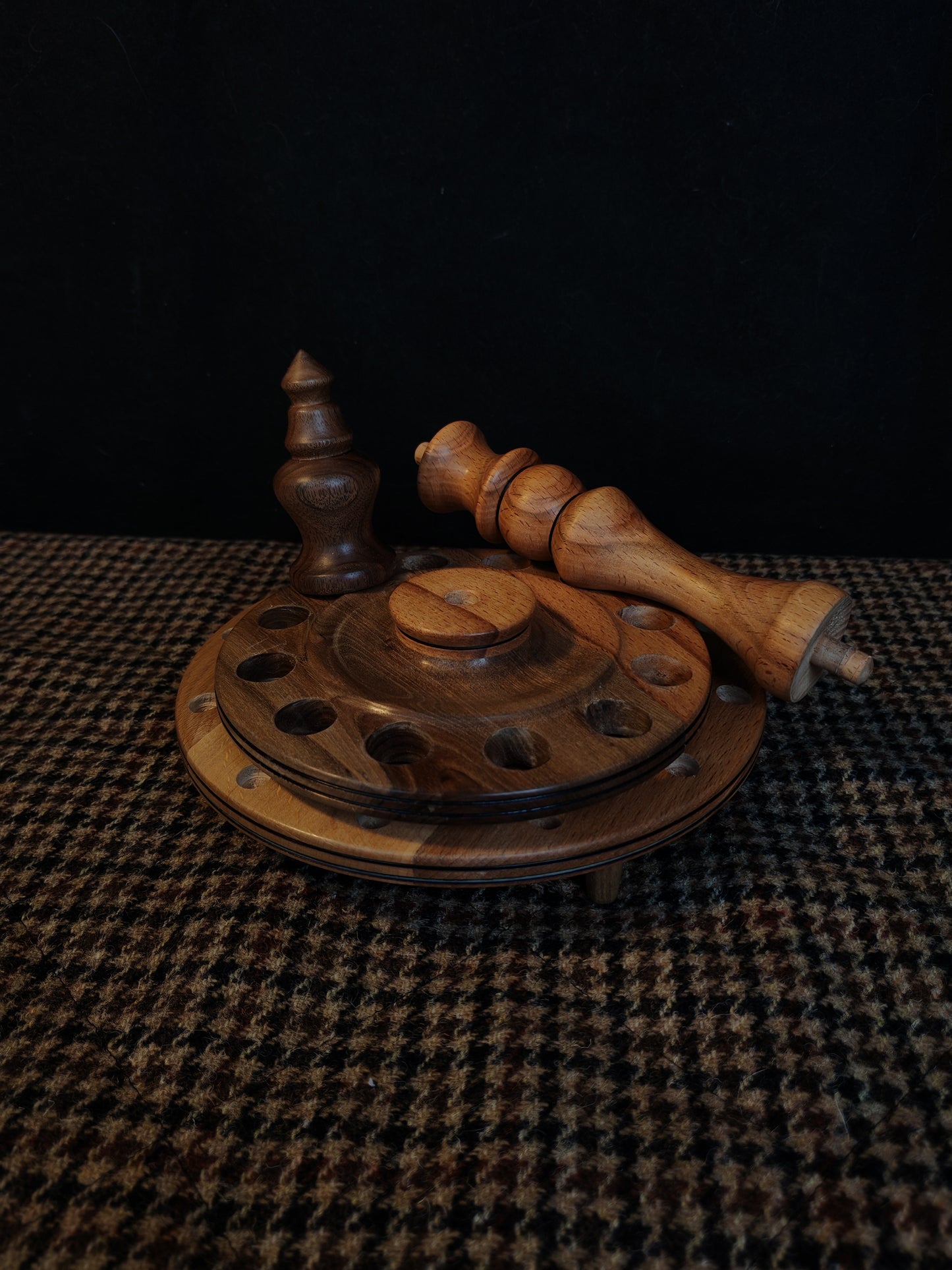 Spindle Stand Wooden Holder Fiber Spinning Organizer Multi Wood Handmade Storage