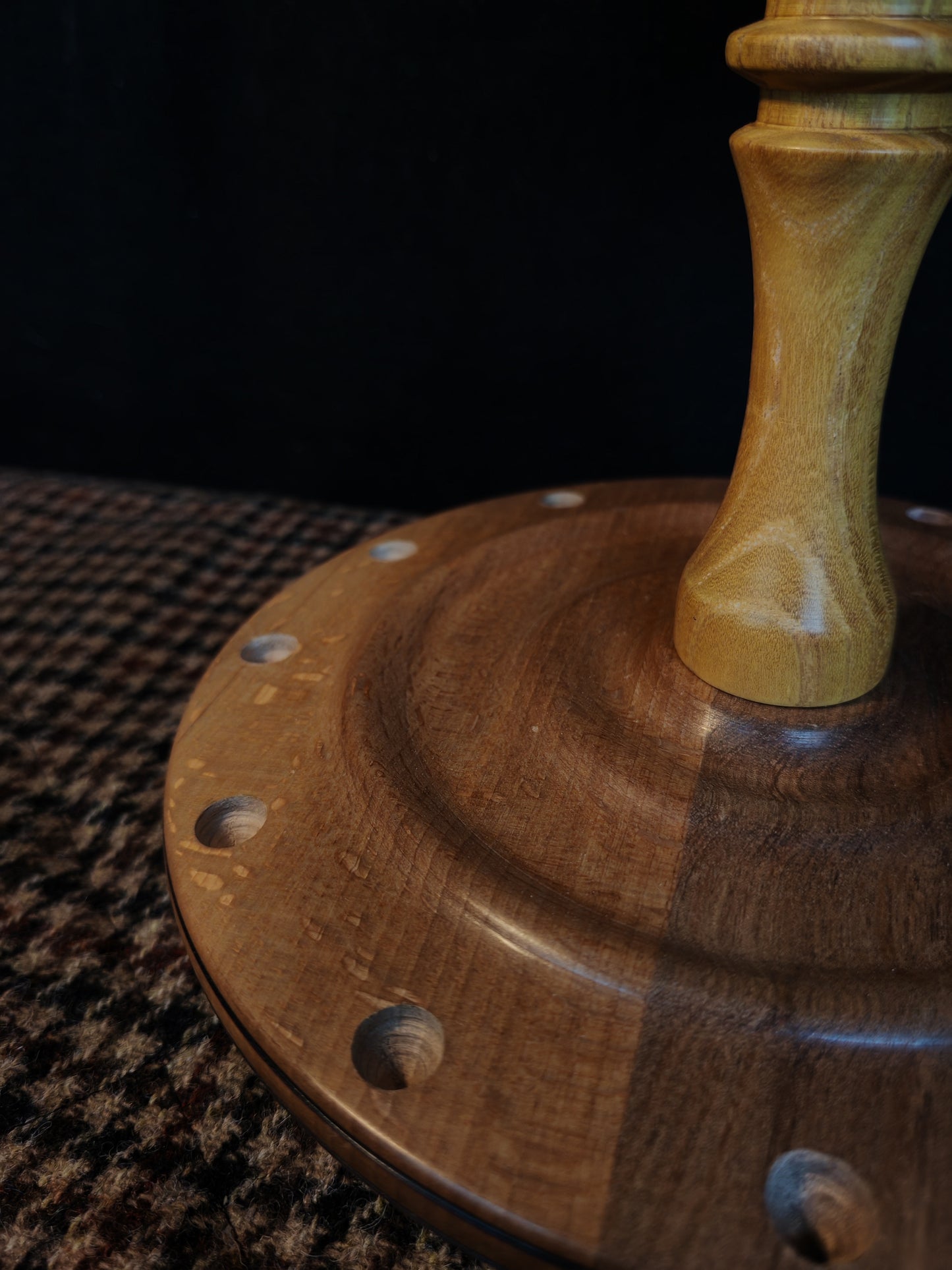 Spindle Stand 12 Spindles Wooden Holder Fiber Spinning Organizer Handmade Storage