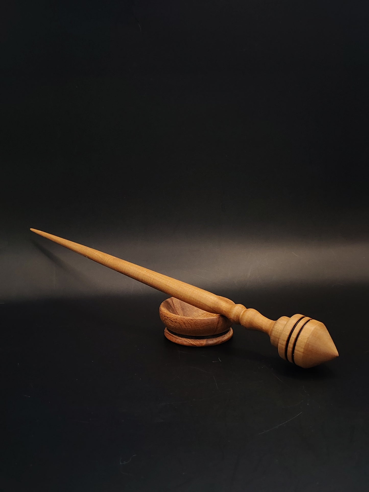 Support Spindle Set 25g Yarn Spinning Tool Pear Wood Spindle with Beech Bowl