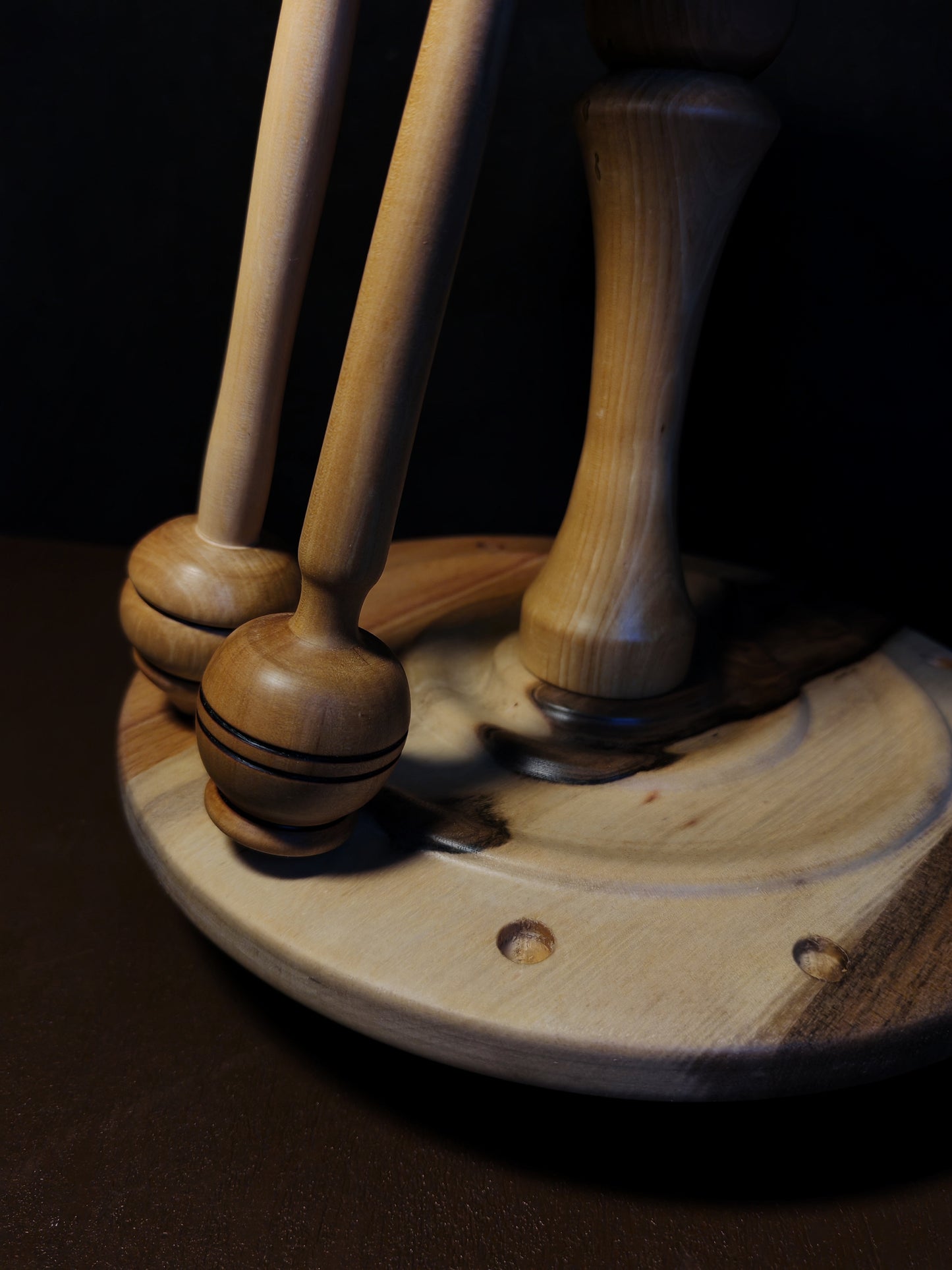 Spindle Stand 12 Spindles Wooden Holder Fiber Spinning Organizer Handmade Storage