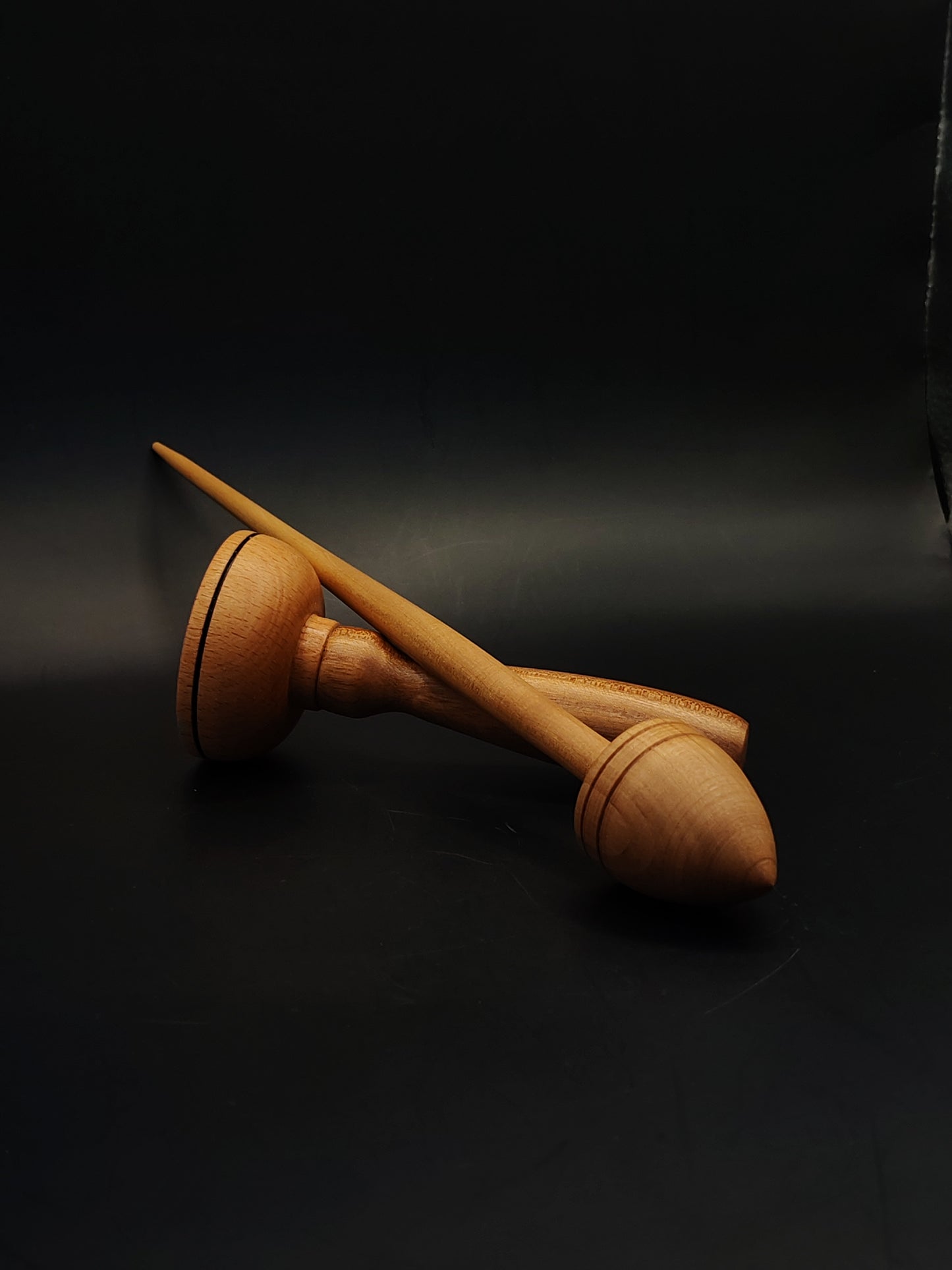 Support Spindle Set 26g Pear Yarn Spinning Tool with Beech Chestnut Lap Bowl