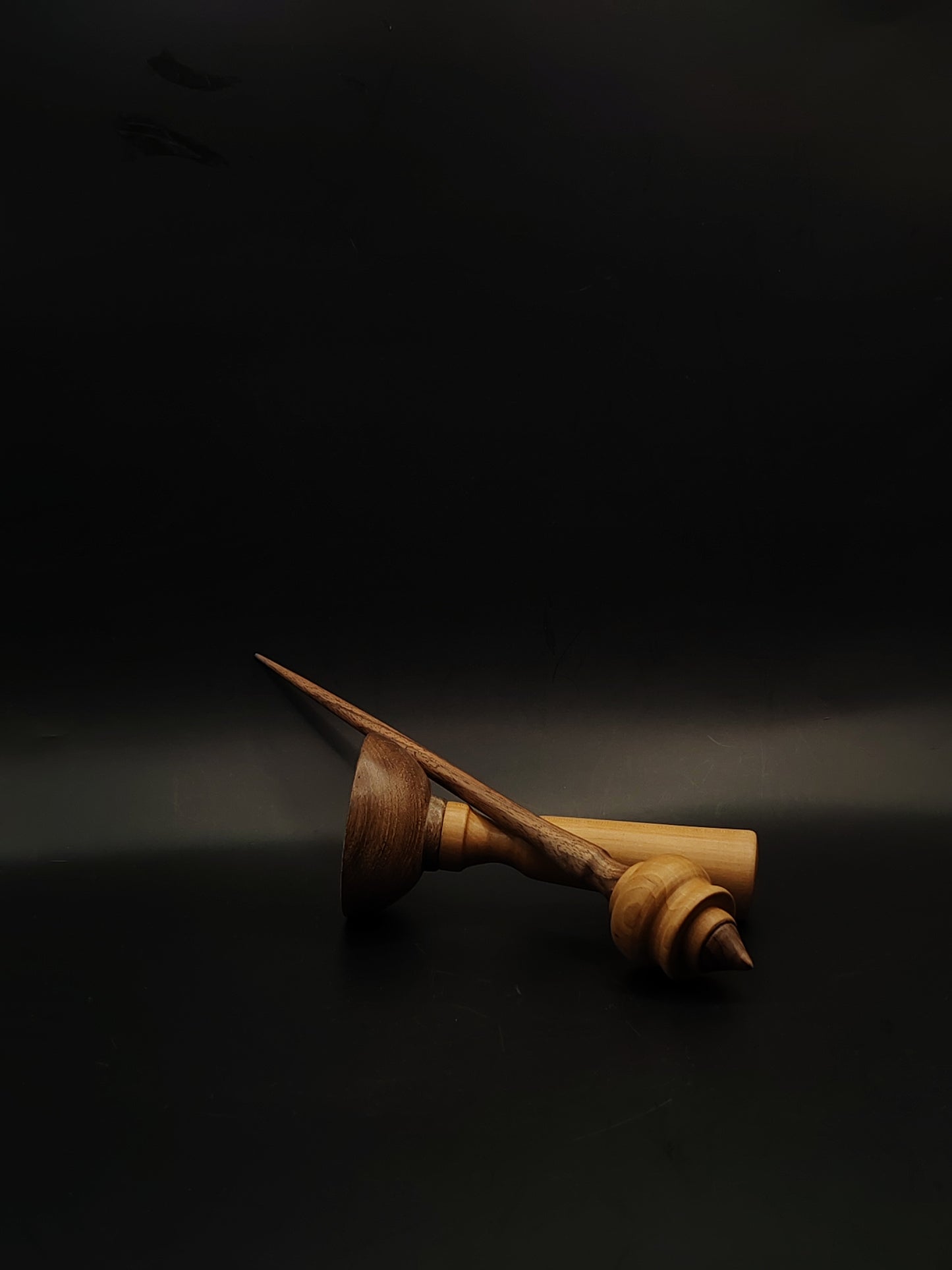 Support Spindle Set 25g Yarn Spinning Tool Walnut Shaft Pear Whorl Wooden Bowl
